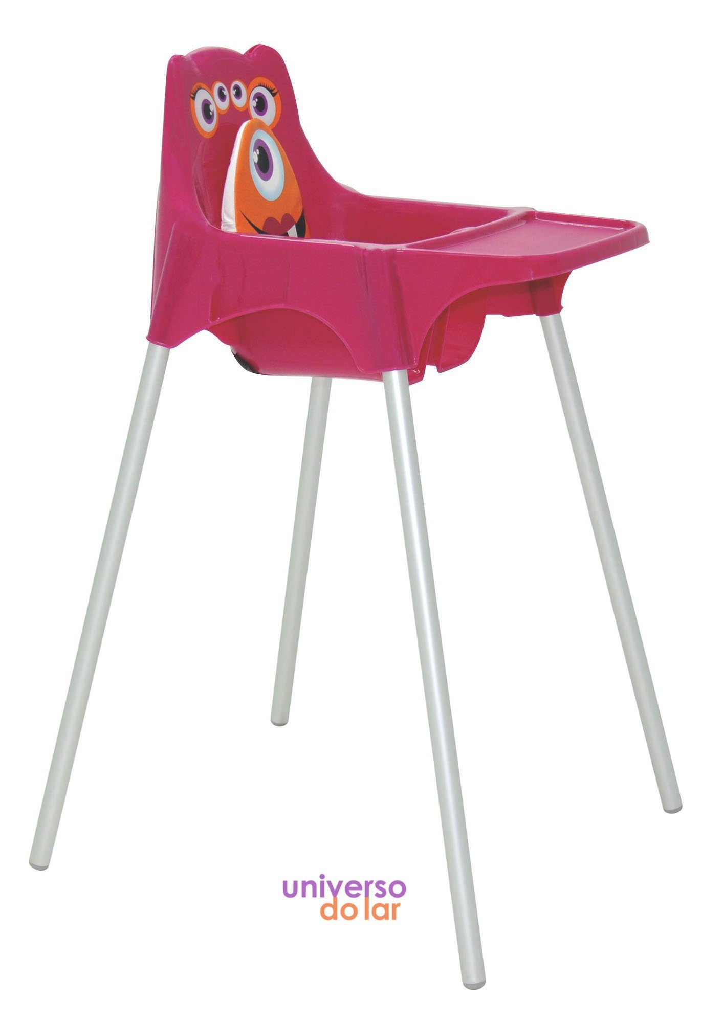 Cadeira Infantil para Refeição Monster Alta em Polipropileno - Rosa