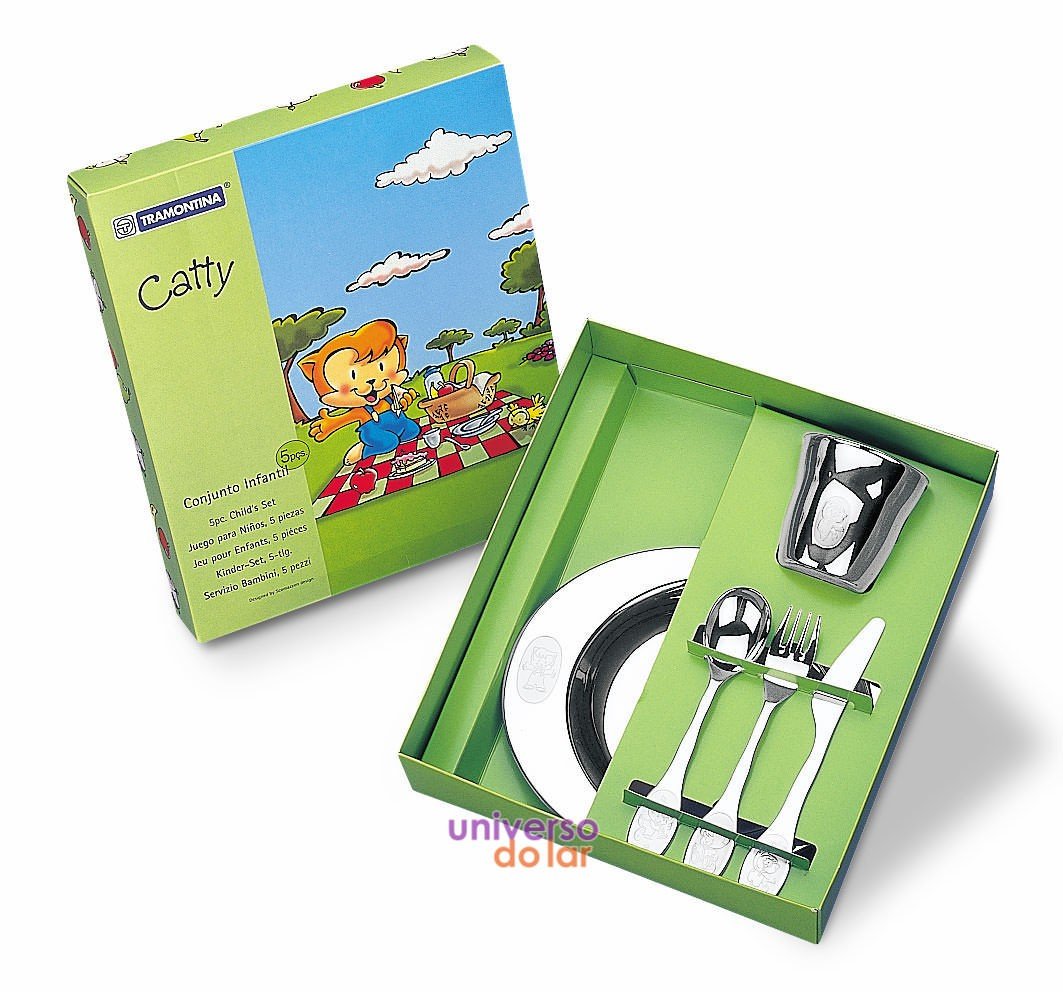 Kit Infantil para Refeição em Aço Inox 5 Peças - Aço Inox