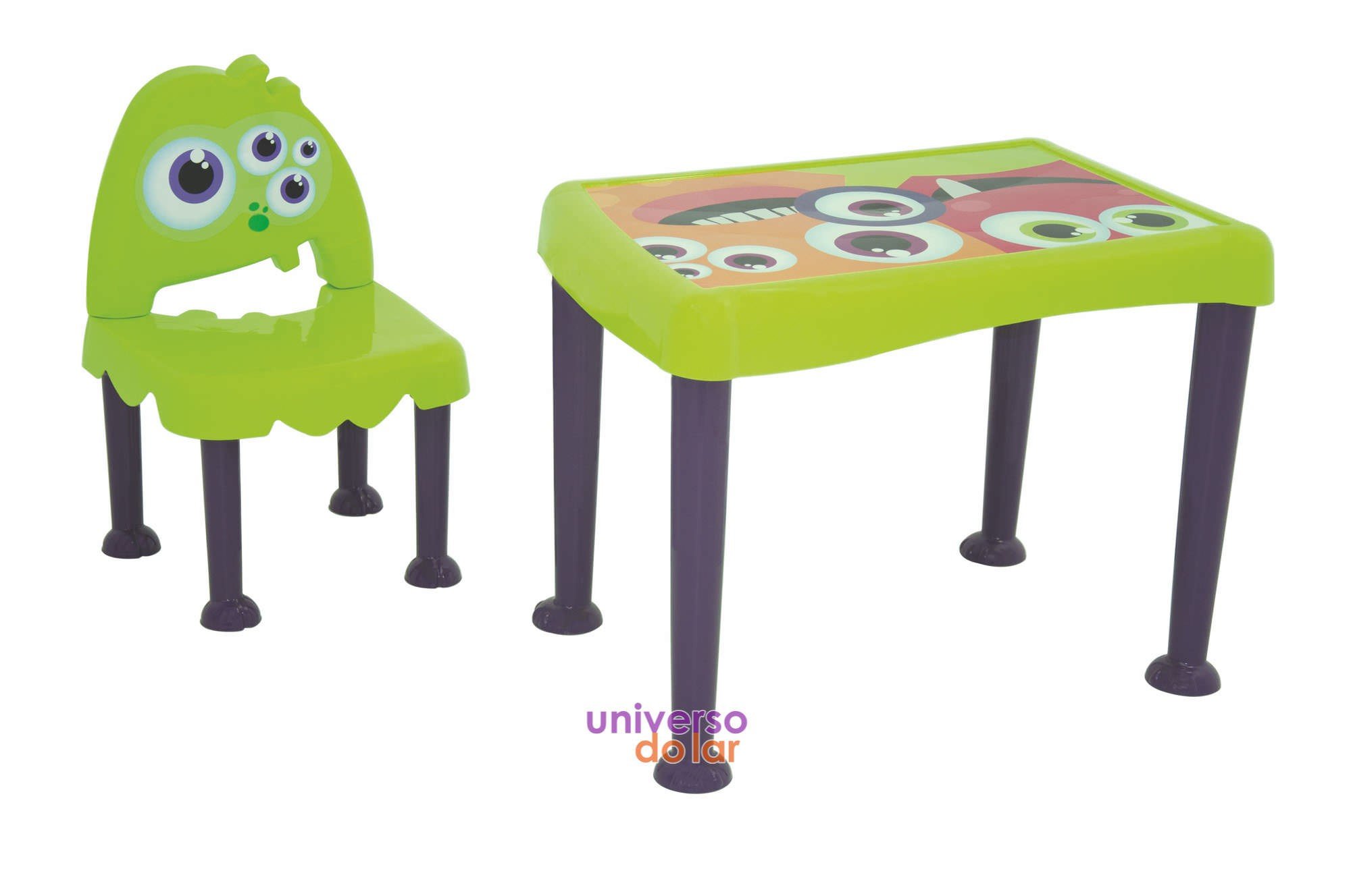 Conjunto Mesa e Cadeira Infantil Monster em Polipropileno - Verde