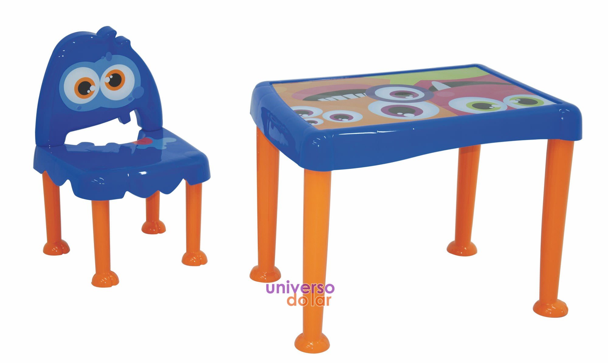 Conjunto Mesa e Cadeira Infantil Monster em Polipropileno - Azul