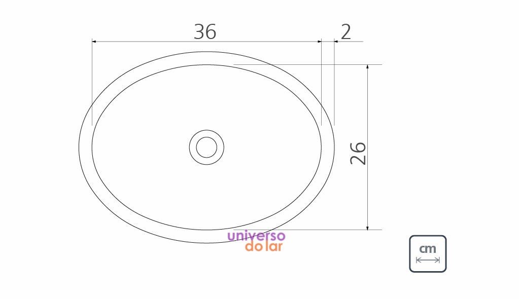 Lavabo Oval de sobrepor em Aço Inox com Acabamento Acetinado 36 x 26 cm - Aço Inox