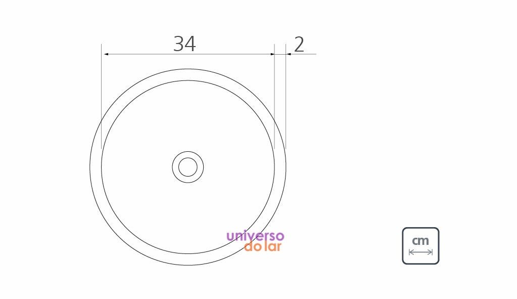 Lavabo Redondo de sobrepor em Aço Inox com Acabamento Acetinado oval 34 x 14 cm - Aço Inox