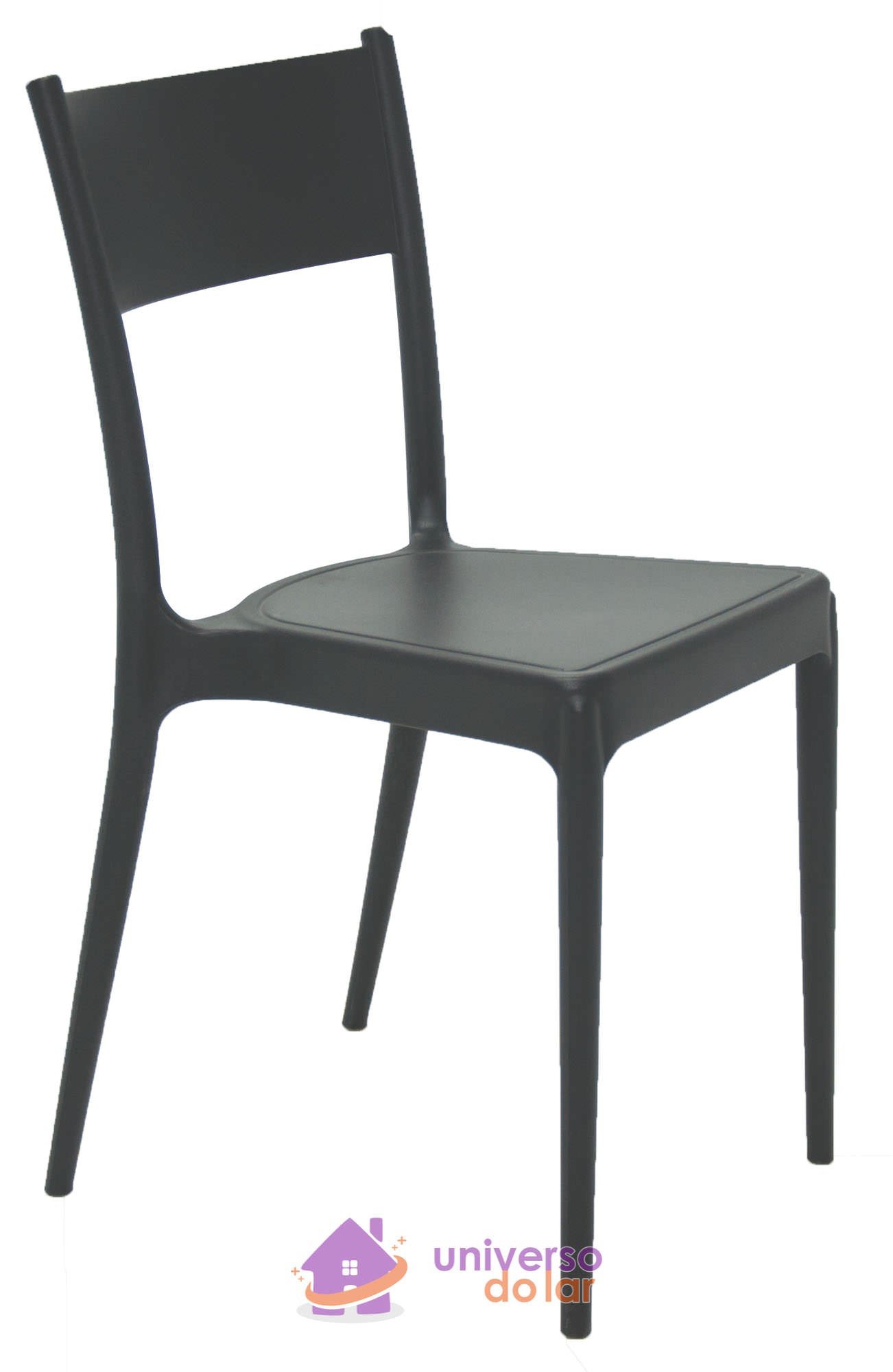 Cadeira Diana Satinada Preta sem Braços em Polipropileno e Fibra de Vidro