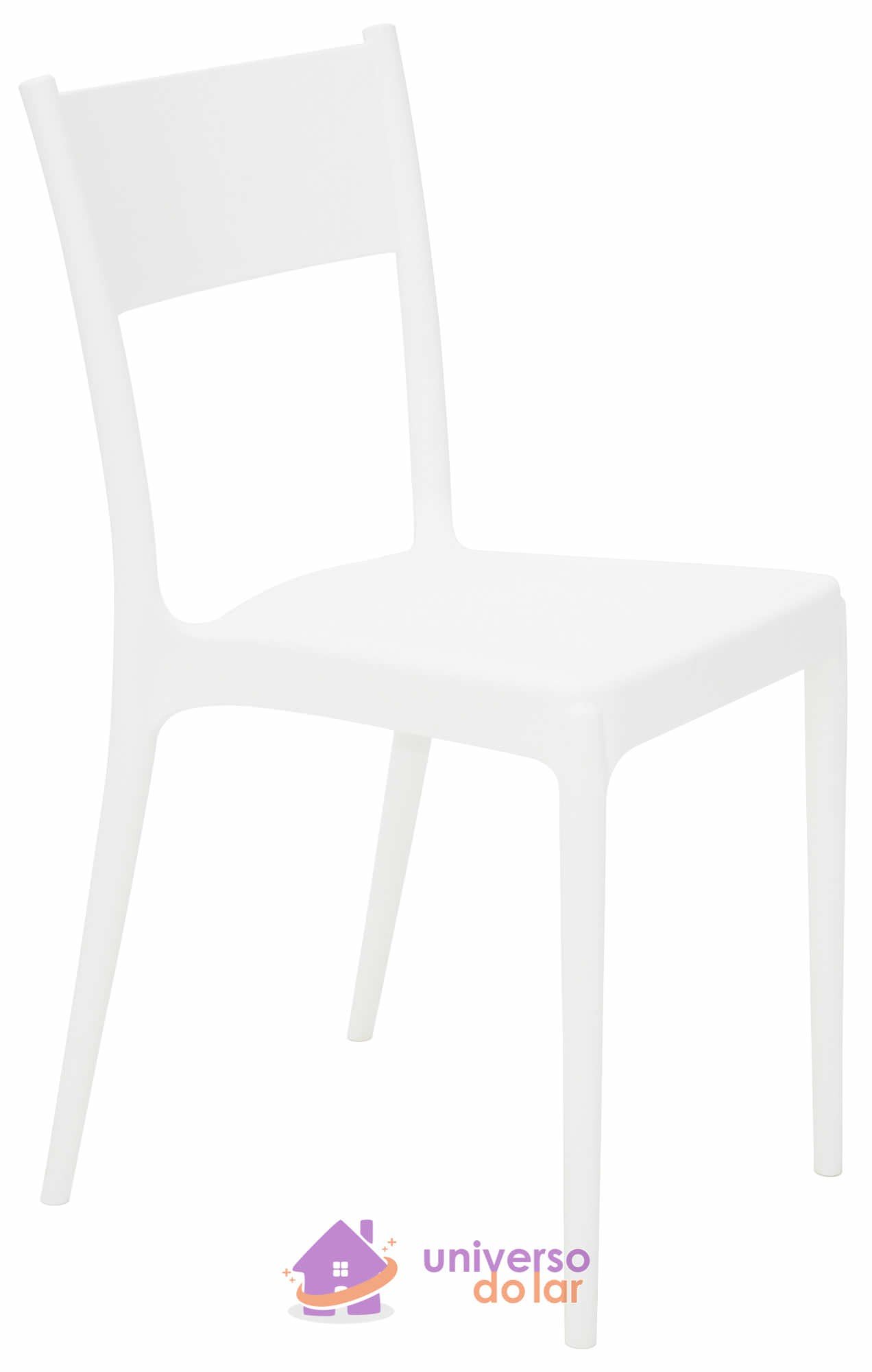 Cadeira Diana Satinada Branca sem Braços em Polipropileno e Fibra de Vidro