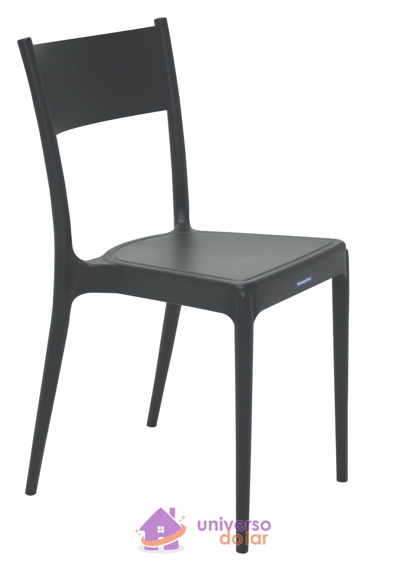 Cadeira Diana Satinada Preta sem Braços em Polipropileno e Fibra de Vidro