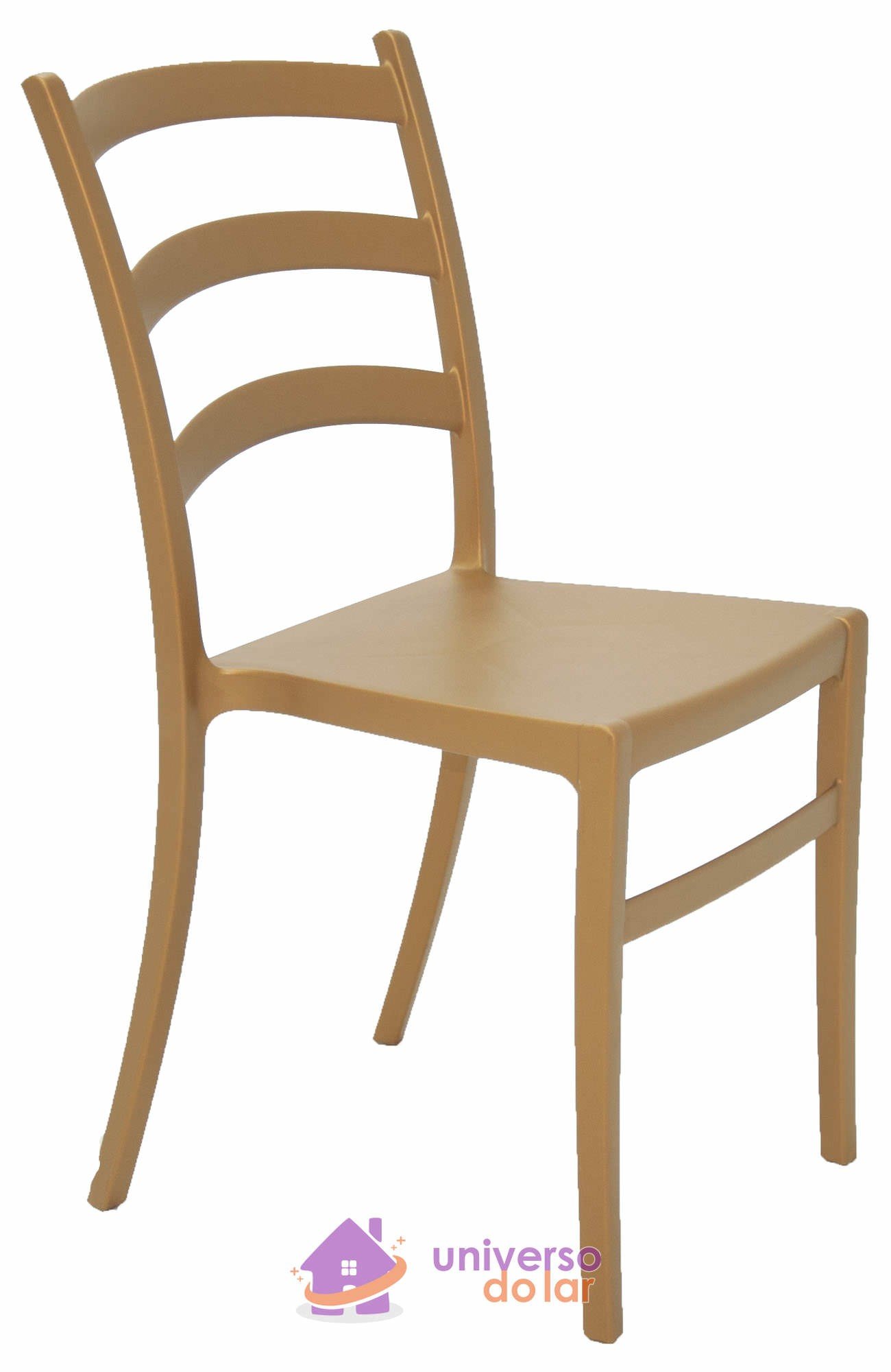 Cadeira Nadia Dourada sem Braço em Polipropileno e Fibra de Vidro