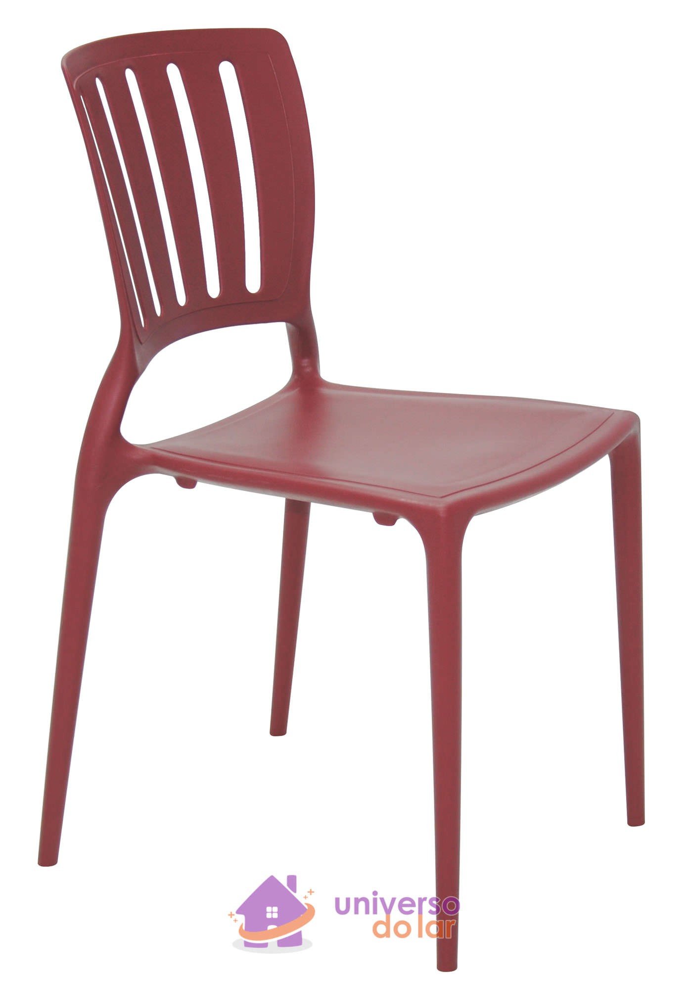 Cadeira Sofia Marsala sem Braços com Encosto Vazado Vertical em Polipropileno