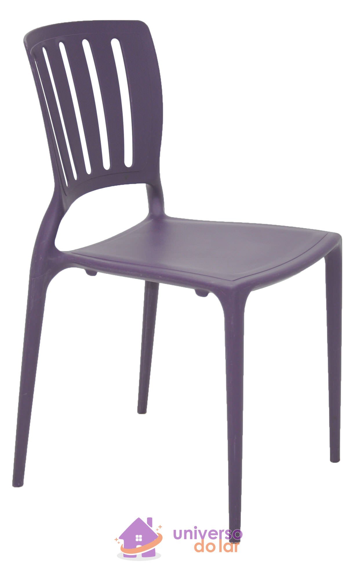 Cadeira Sofia Lilás sem Braço Encosto Vazado Vertical em Polipropileno e Fibra de Vidro