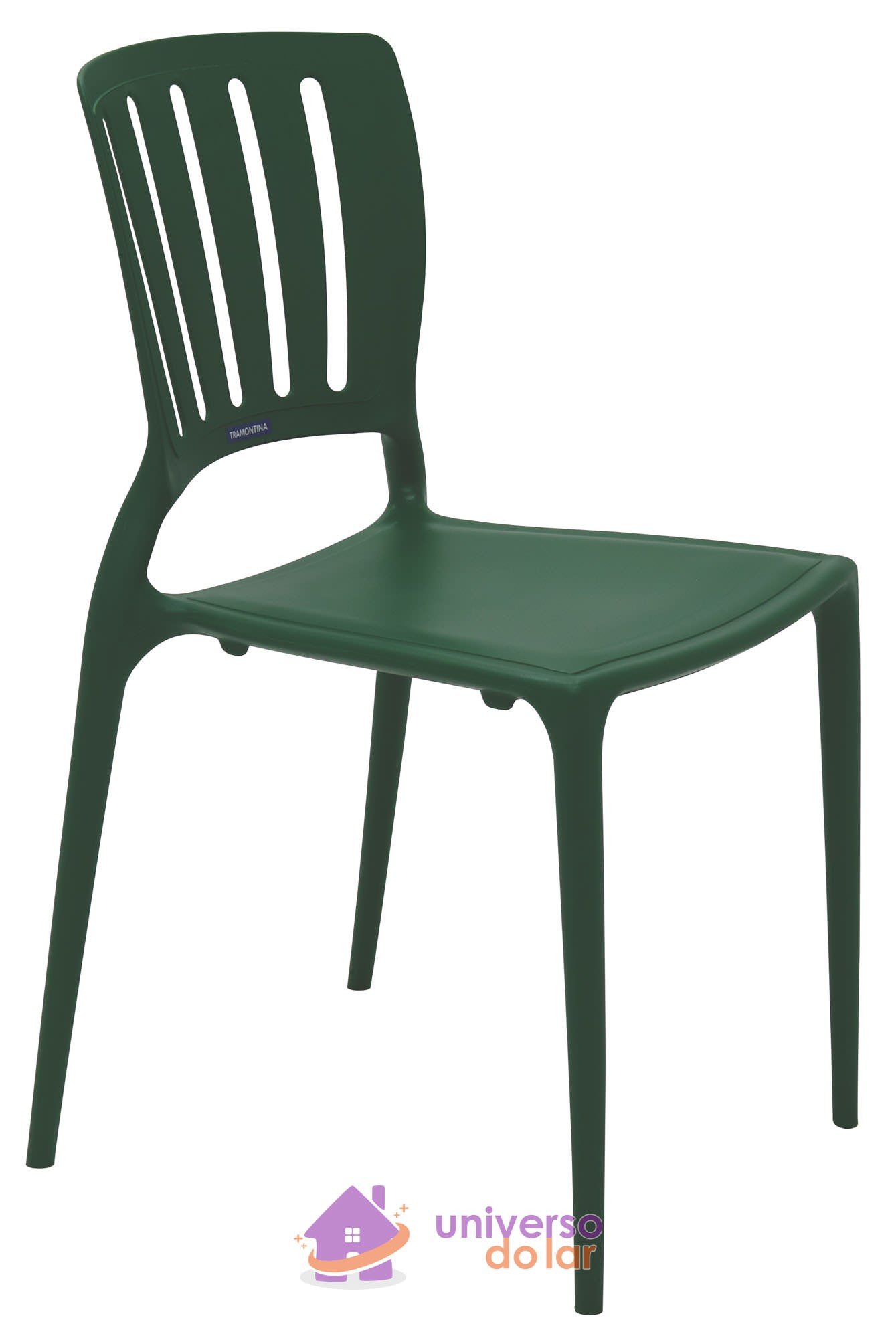 Cadeira Sofia Verde sem Braços com Encosto Vazado Vertical