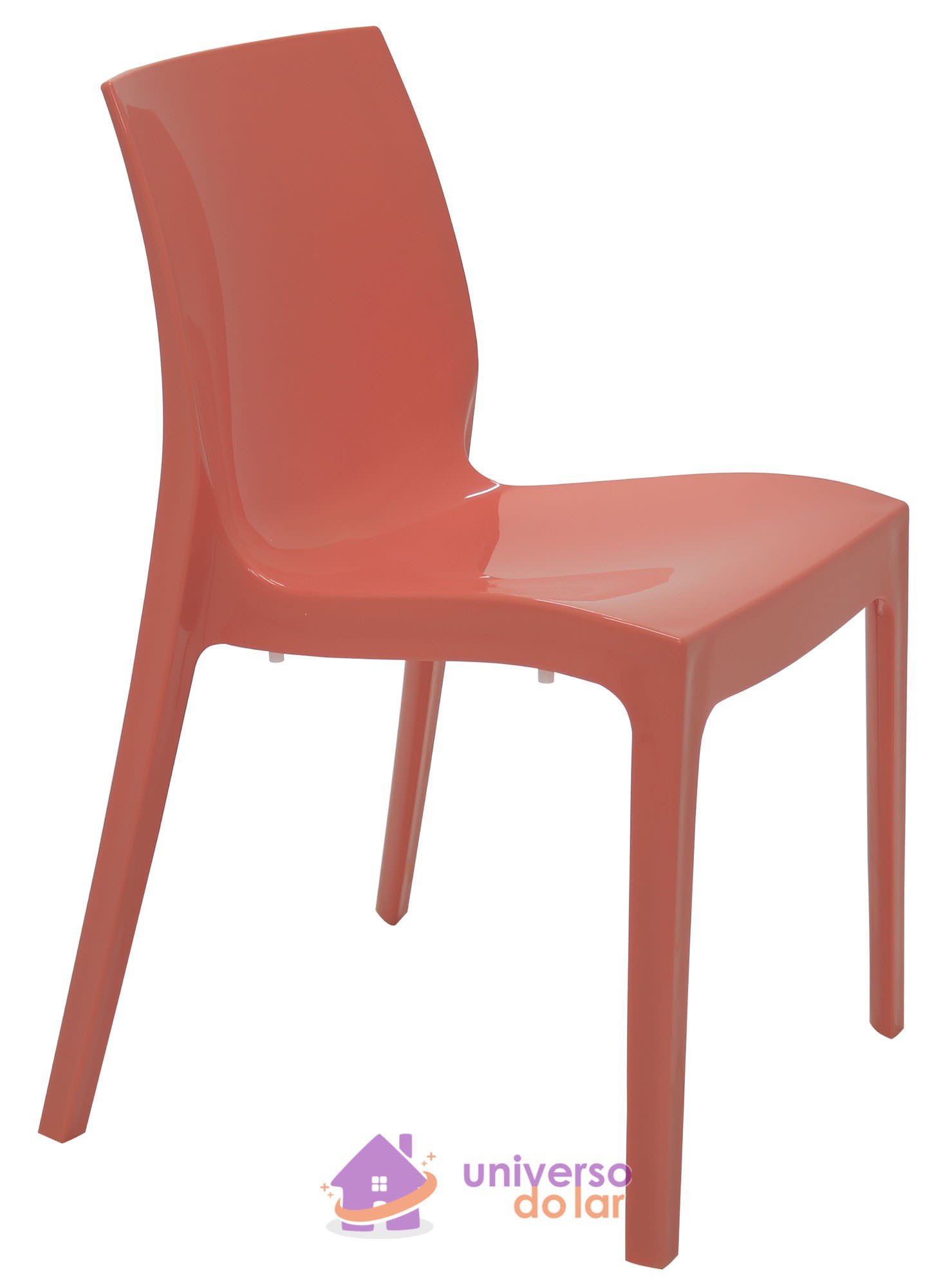 Cadeira Alice Polida sem Braços em Polipropileno Rosa Coral
