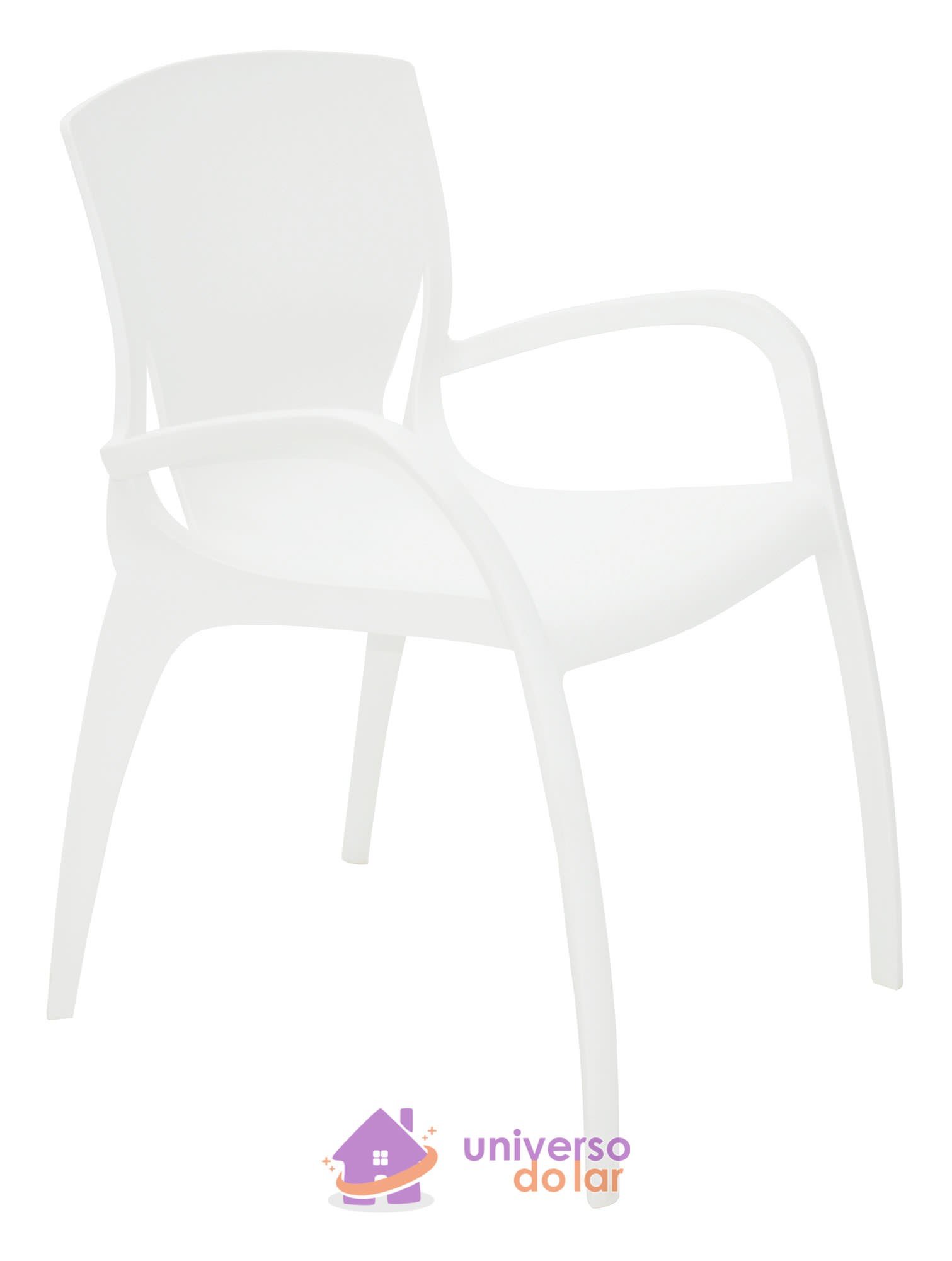 Cadeira Clarice Branca com Braços em Polipropileno e Fibra de Vidro