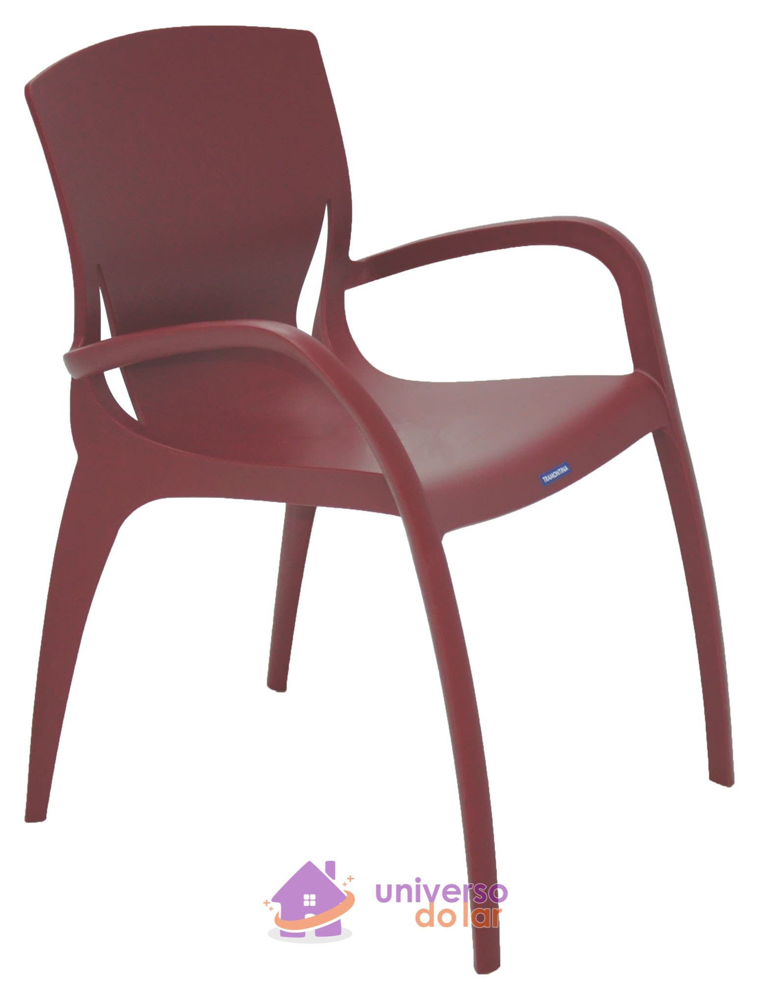 Cadeira Clarice com Braços em Polipropileno e Fibra de Vidro Marsala