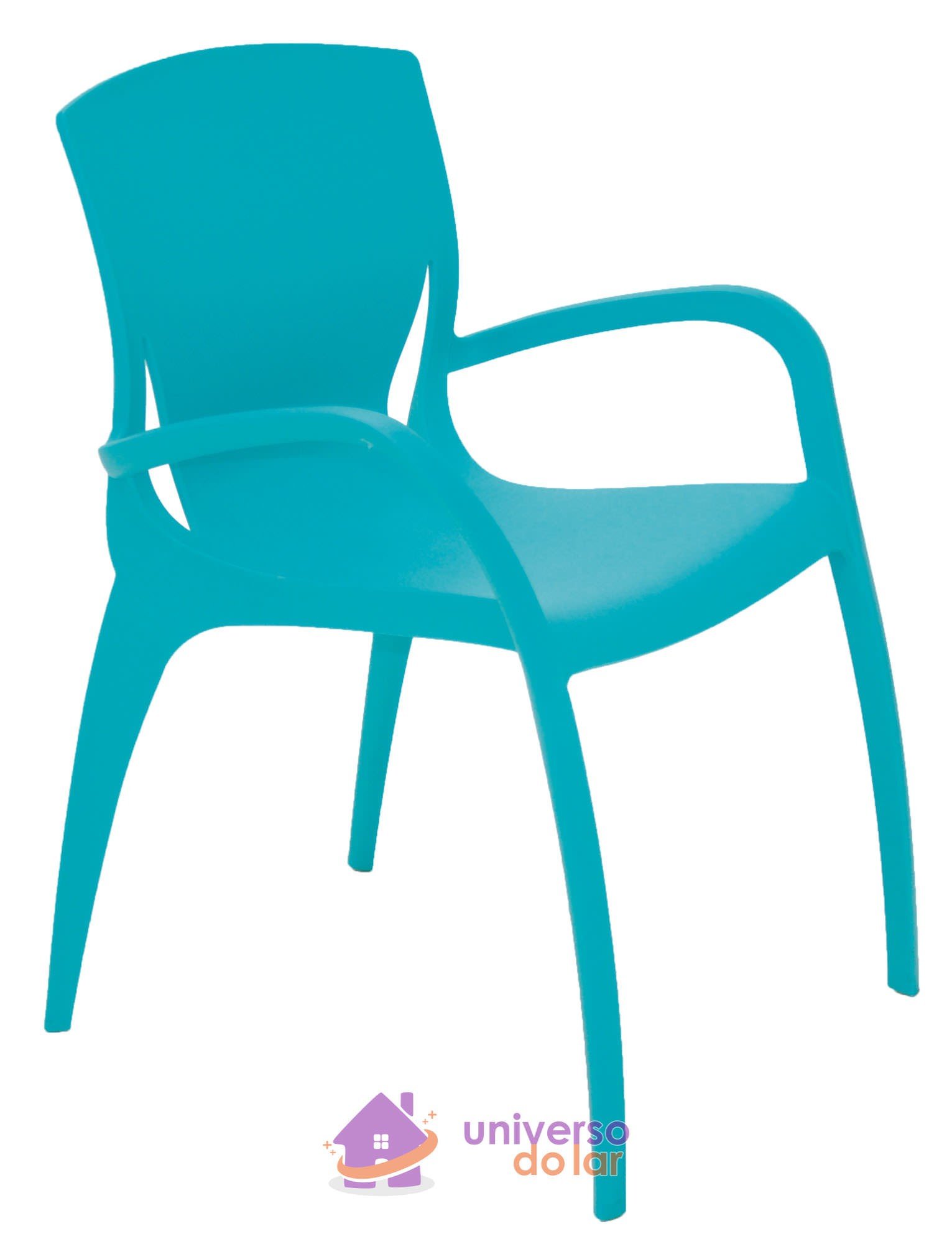 Cadeira Clarice Azul com Braços em Polipropileno e Fibra de Vidro