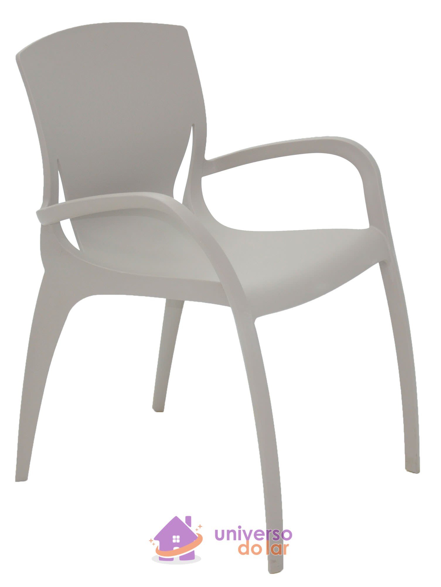 Cadeira Clarice Concreto com Braços em Polipropileno e Fibra de Vidro
