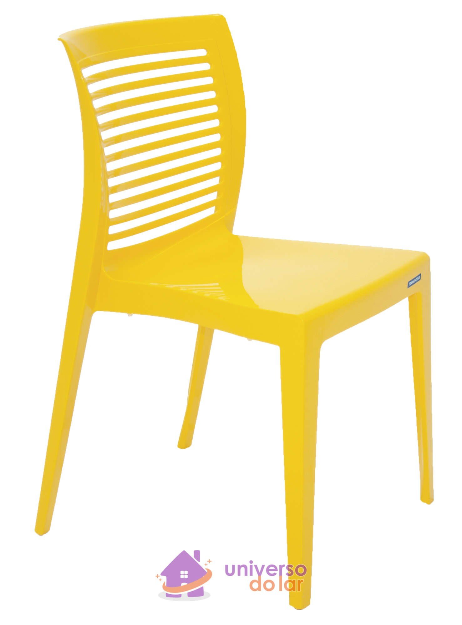 Cadeira Victória Amarela sem Braços com Encosto Vazado Horizontal em Polipropileno