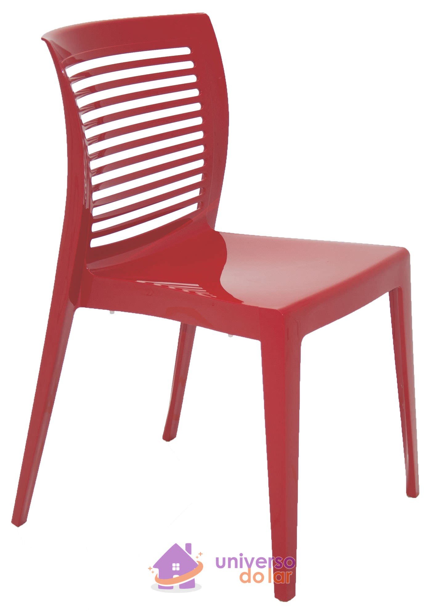 Cadeira Victória Vermelha sem Braços com Encosto Vazado Horizontal em Polipropileno