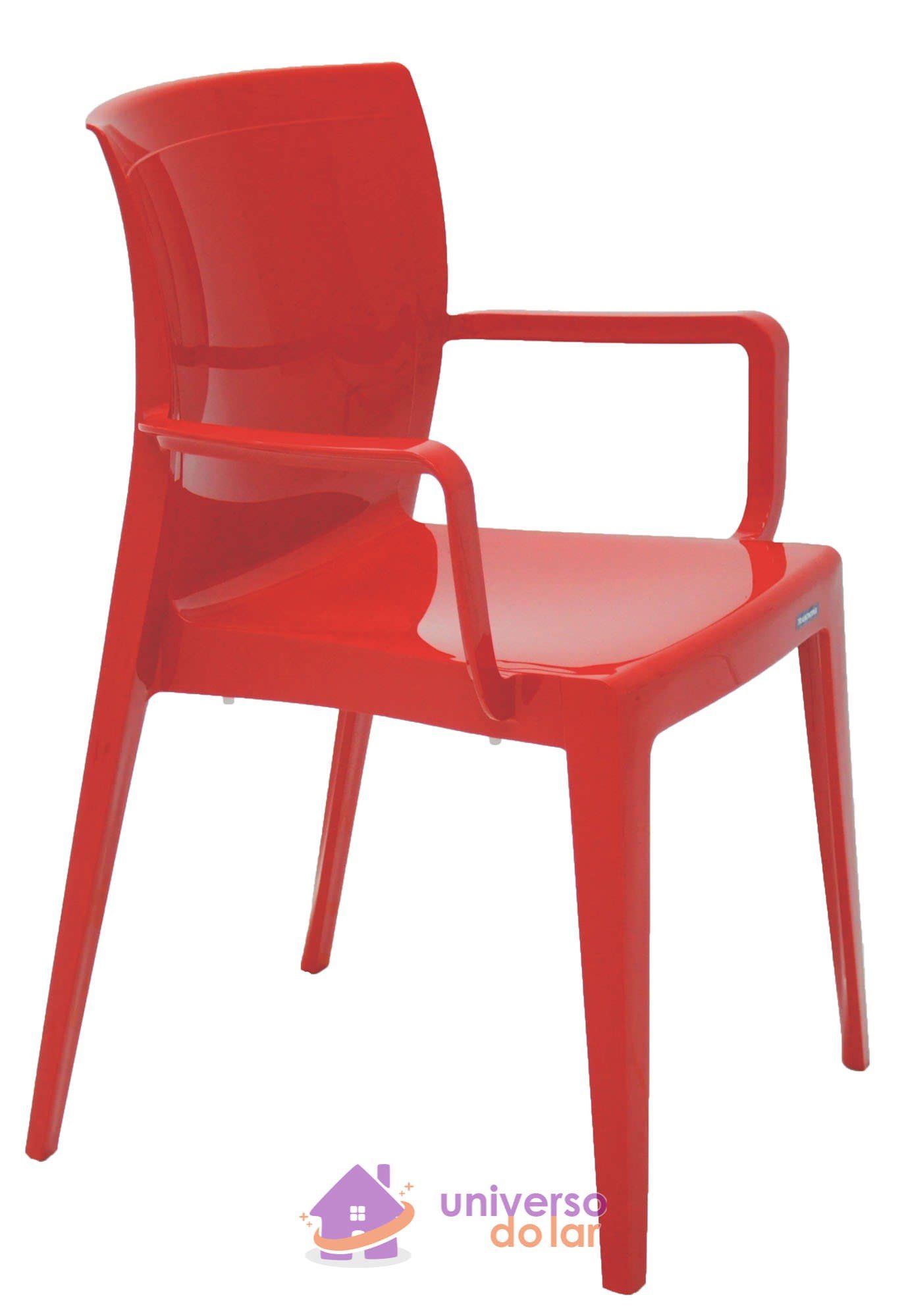Cadeira Victória Vermelha com Braços Encosto Fechado em Polipropileno