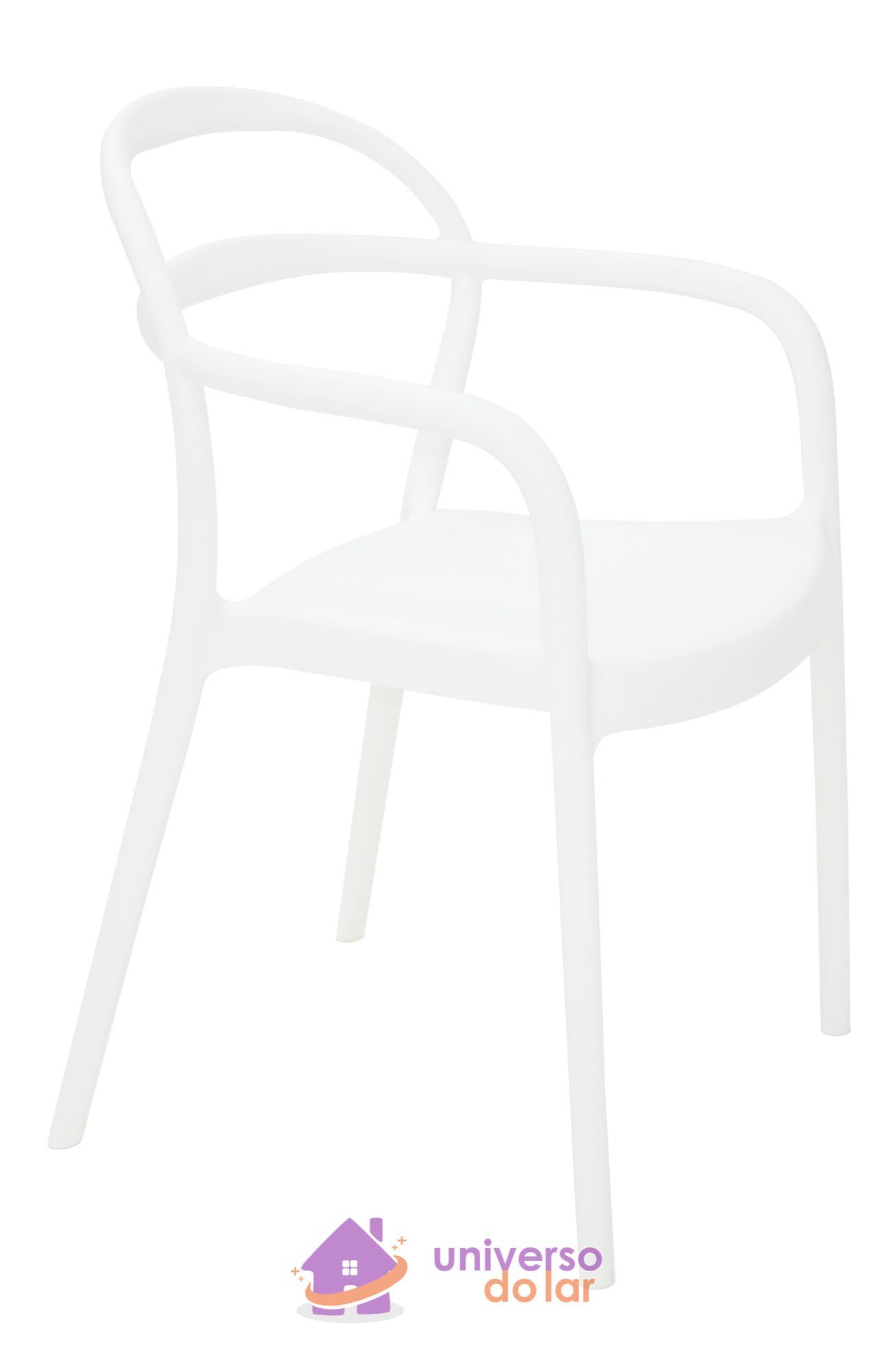 Cadeira Sissi Branca com Braços em Polipropileno e Fibra de Vidro