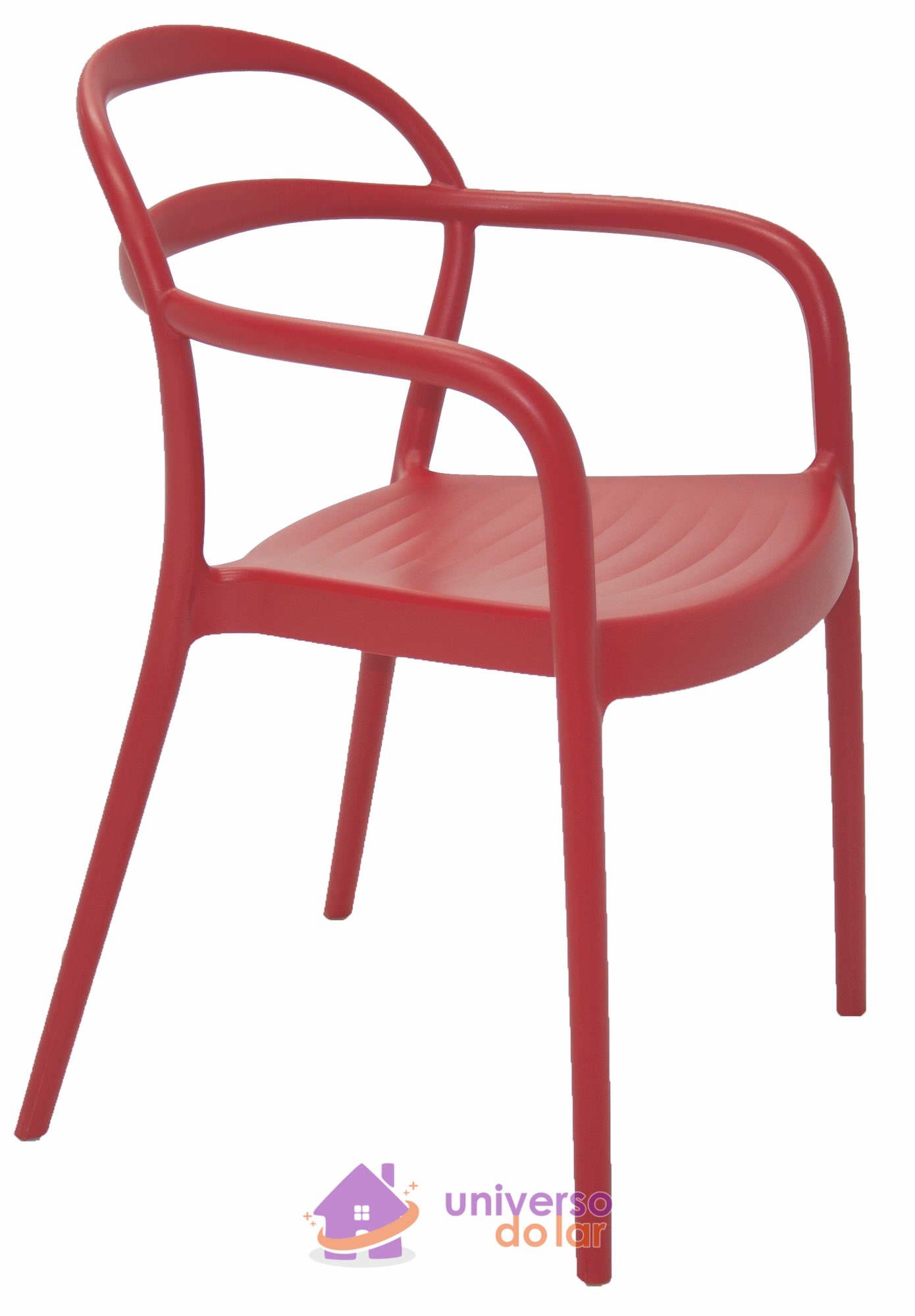 Cadeira Sissi Vermelha com Braços em Polipropileno e Fibra de Vidro