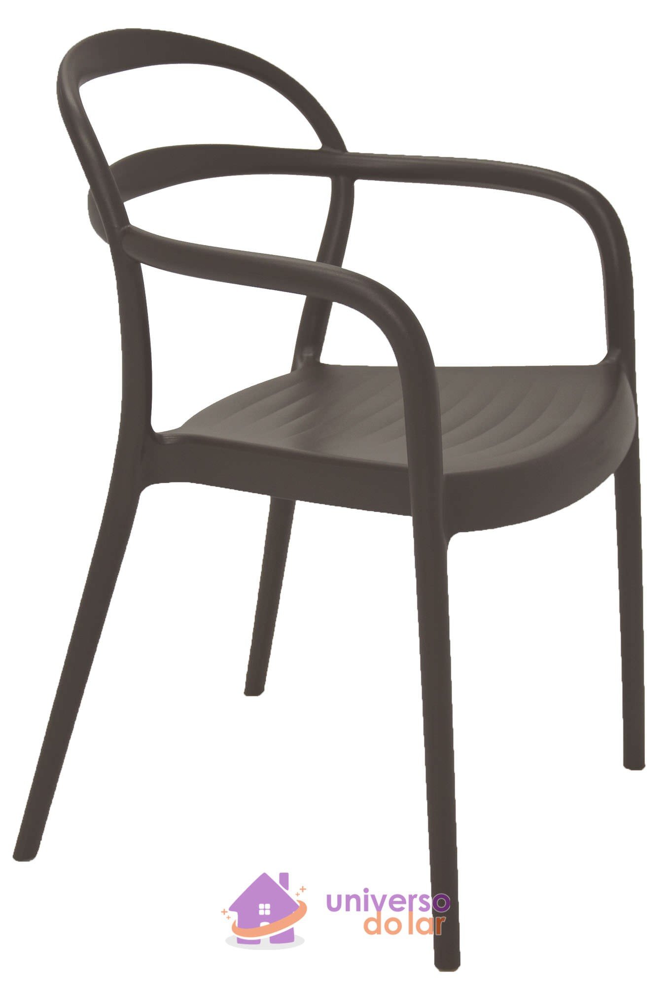 Cadeira Sissi Marrom com Braços em Polipropileno e Fibra de Vidro