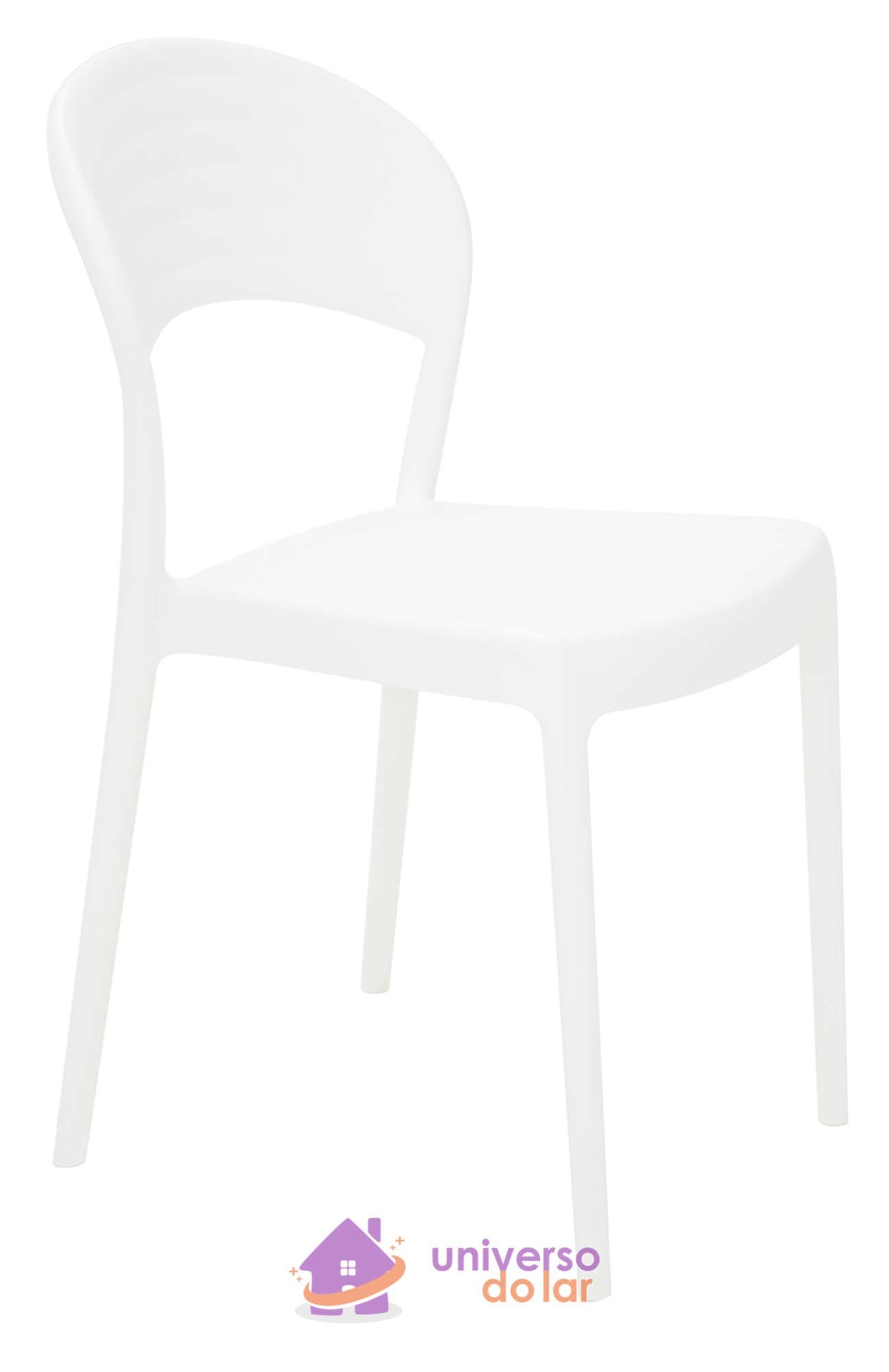 Cadeira Sissi Branca sem Braços com Encosto Fechado em Polipropileno e Fibra de Vidro