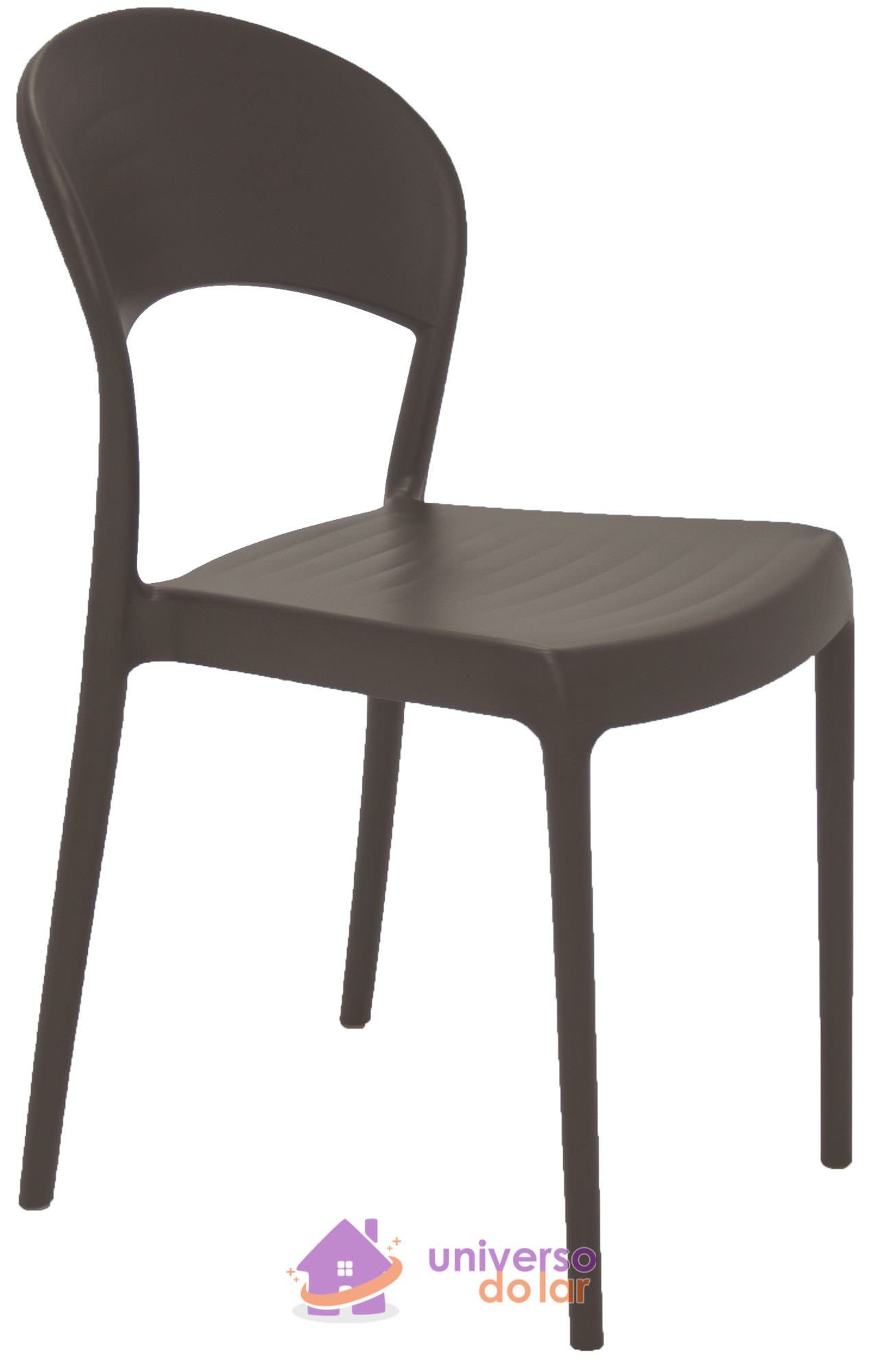 Cadeira Sissi Marrom sem Braços com Encosto Fechado em Polipropileno e Fibra de Vidro