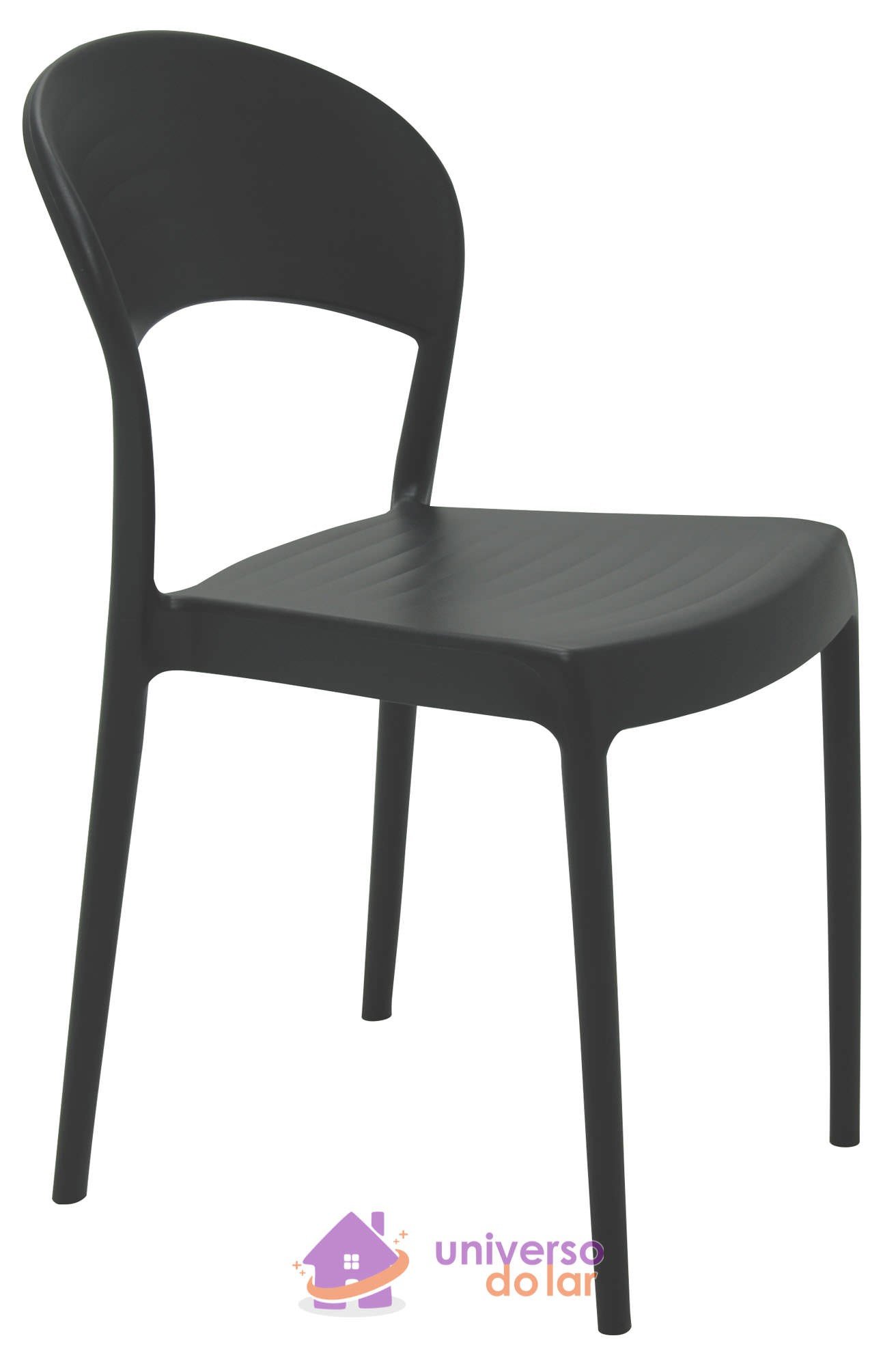 Cadeira Sissi Encosto Fechado Preto ECO em Polipropileno Reciclado