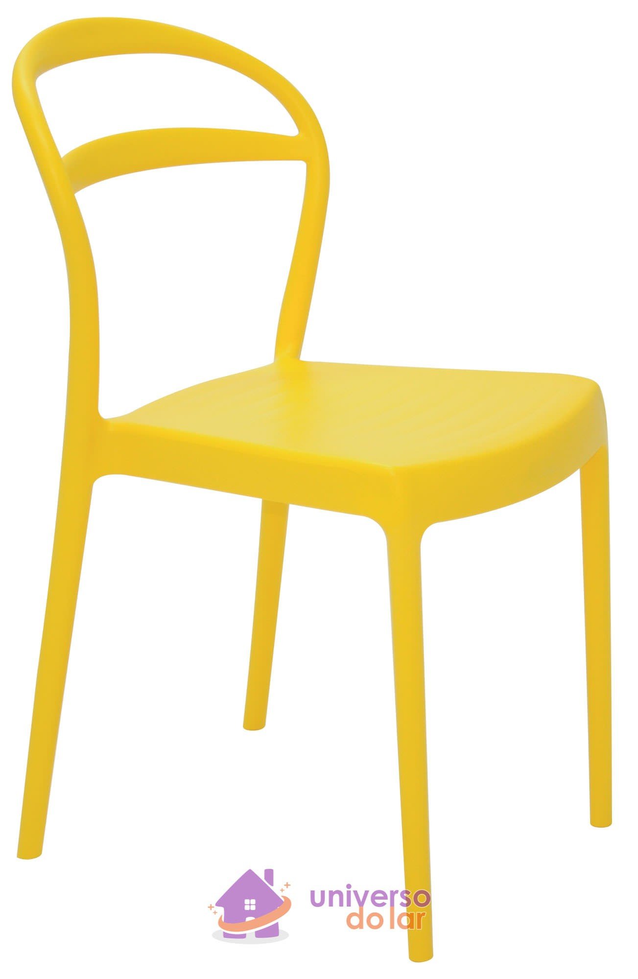Cadeira Sissi Amarela sem Braços com Encosto Vazado em Polipropileno e Fibra de Vidro