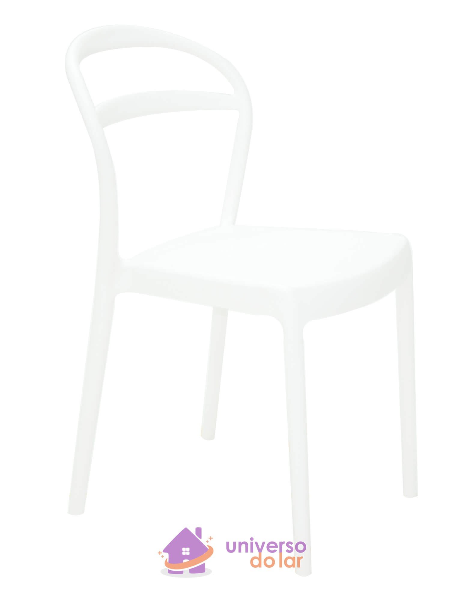 Cadeira Sissi Branca sem Braços com Encosto Vazado em Polipropileno e Fibra de Vidro