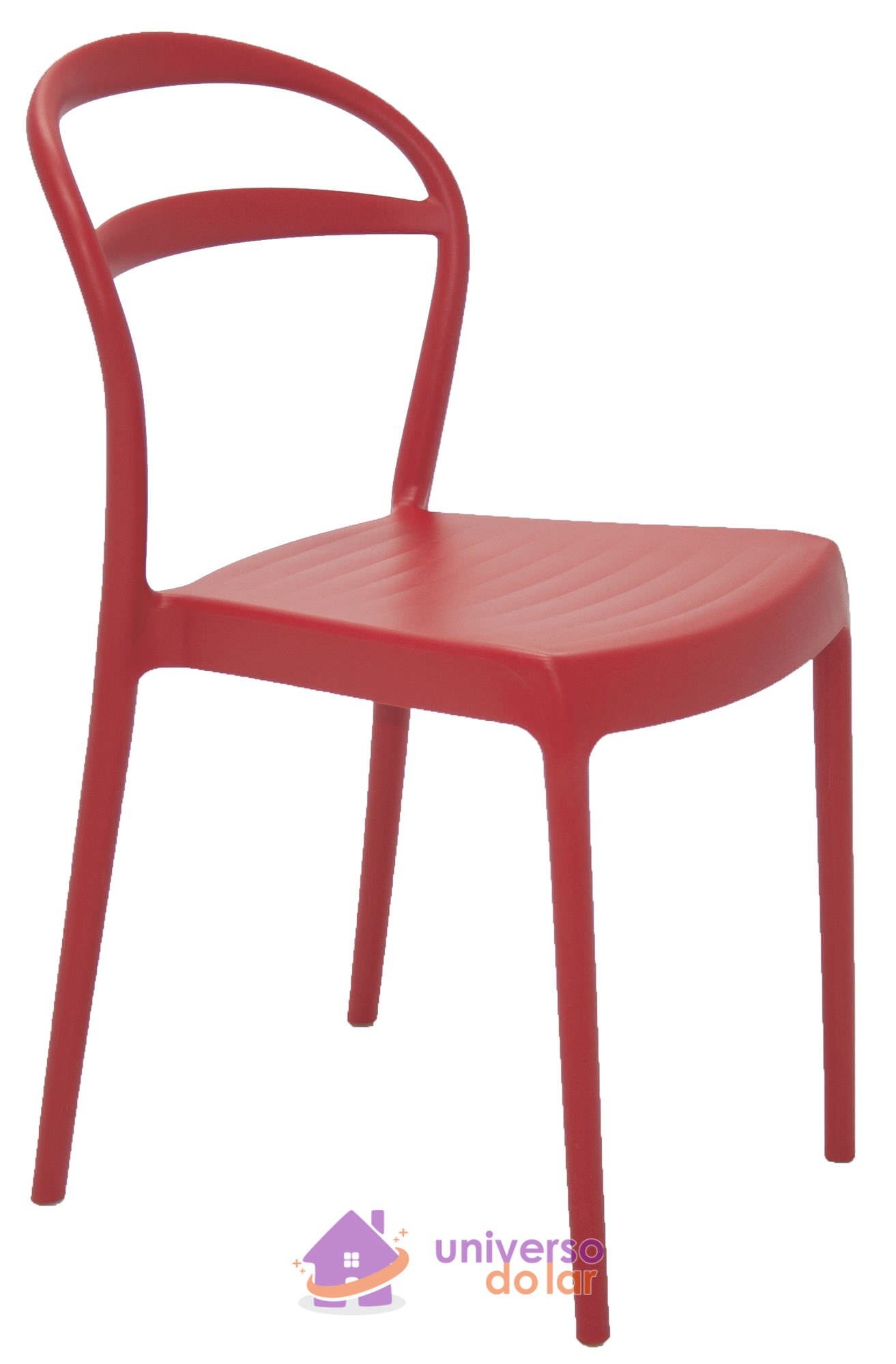 Cadeira Sissi Vermelha sem Braços com Encosto Vazado em Polipropileno e Fibra de Vidro