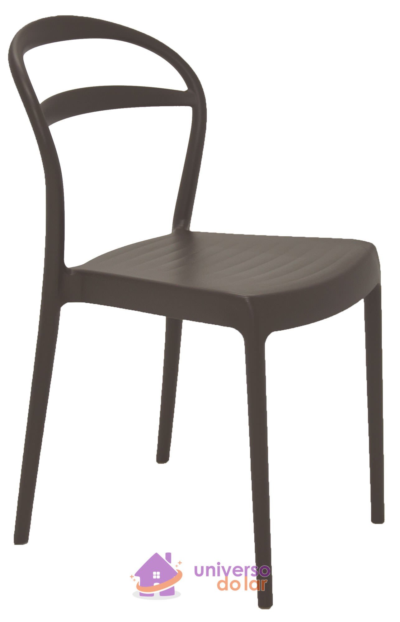 Cadeira Sissi Marrom sem Braços Encosto Vazado em Polipropileno e Fibra de Vidro