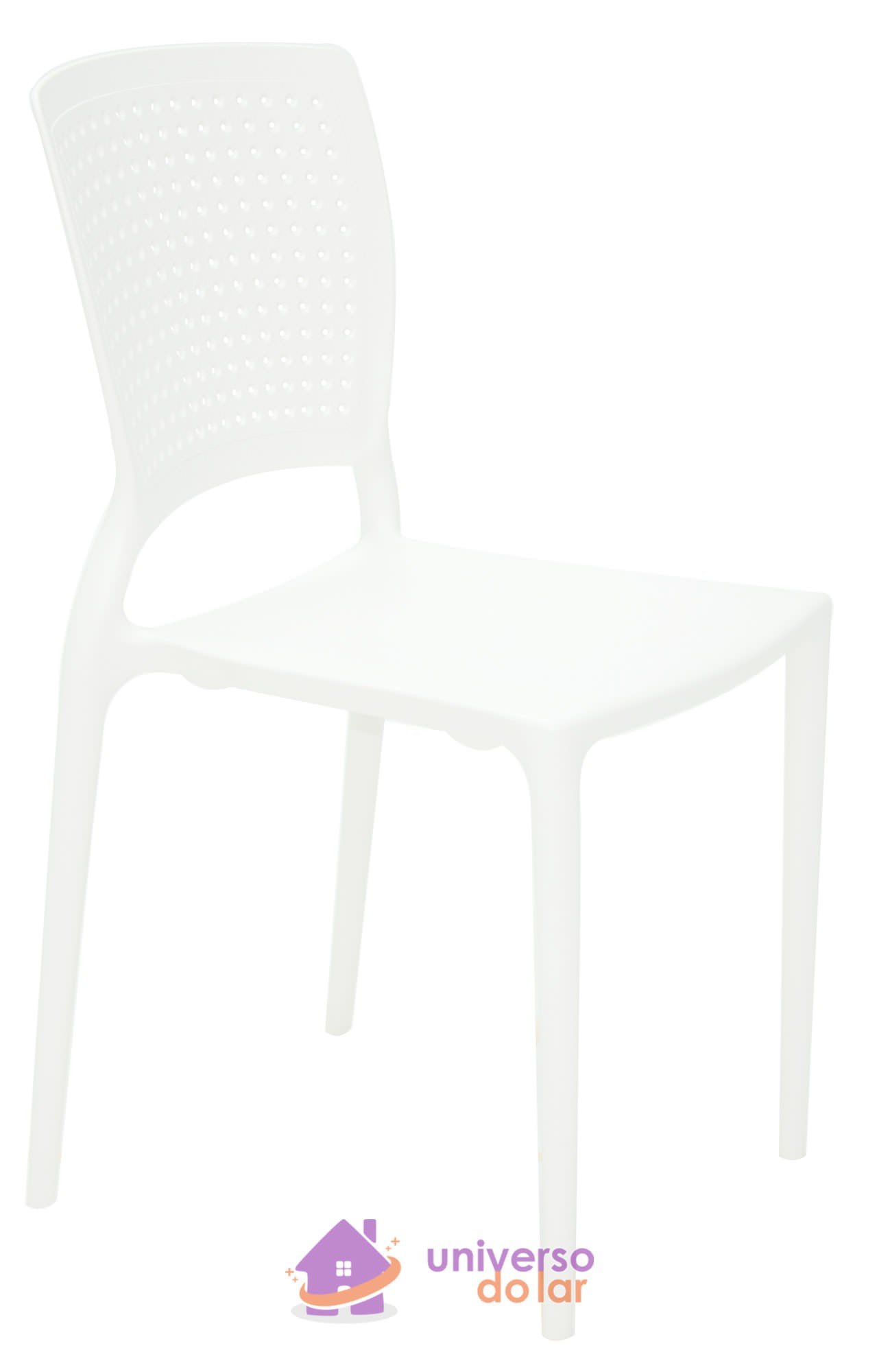 Cadeira Safira Branca sem Braços em Polipropileno e Fibra de Vidro