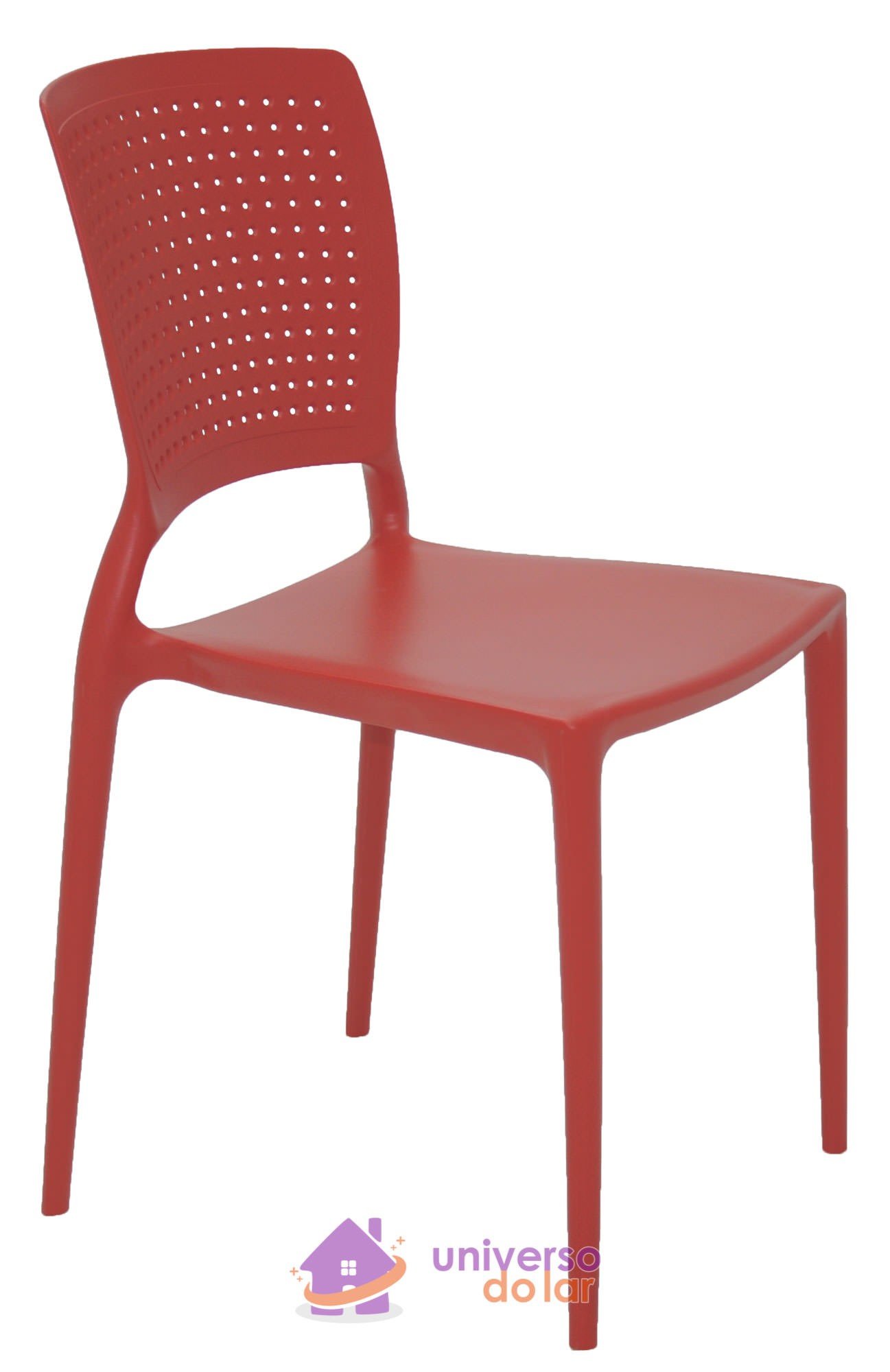 Cadeira Safira Vermelha sem Braços em Polipropileno e Fibra de Vidro