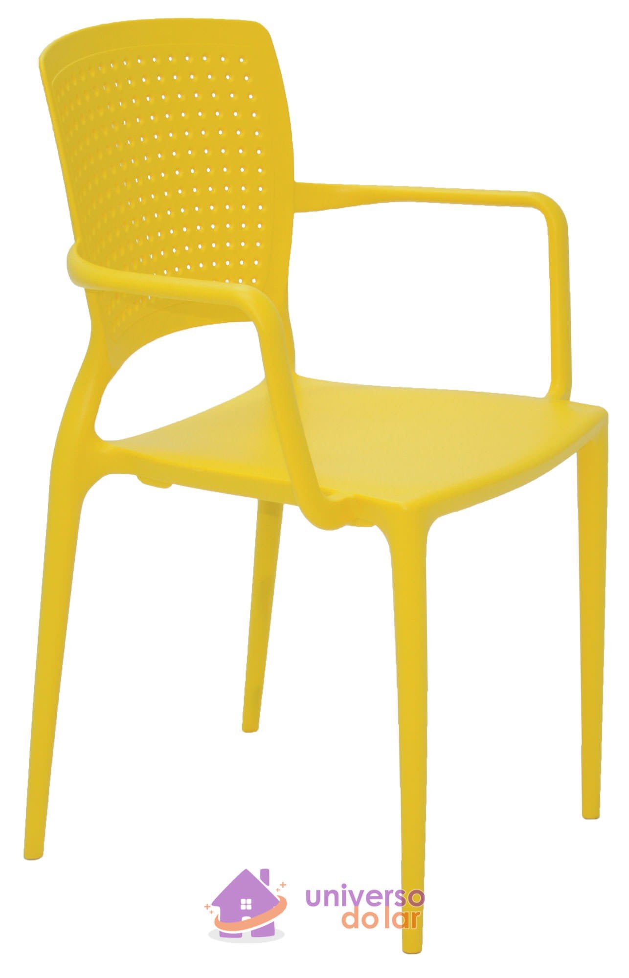 Cadeira Safira Amarela em Polipropileno e Fibra de Vidro com Braços