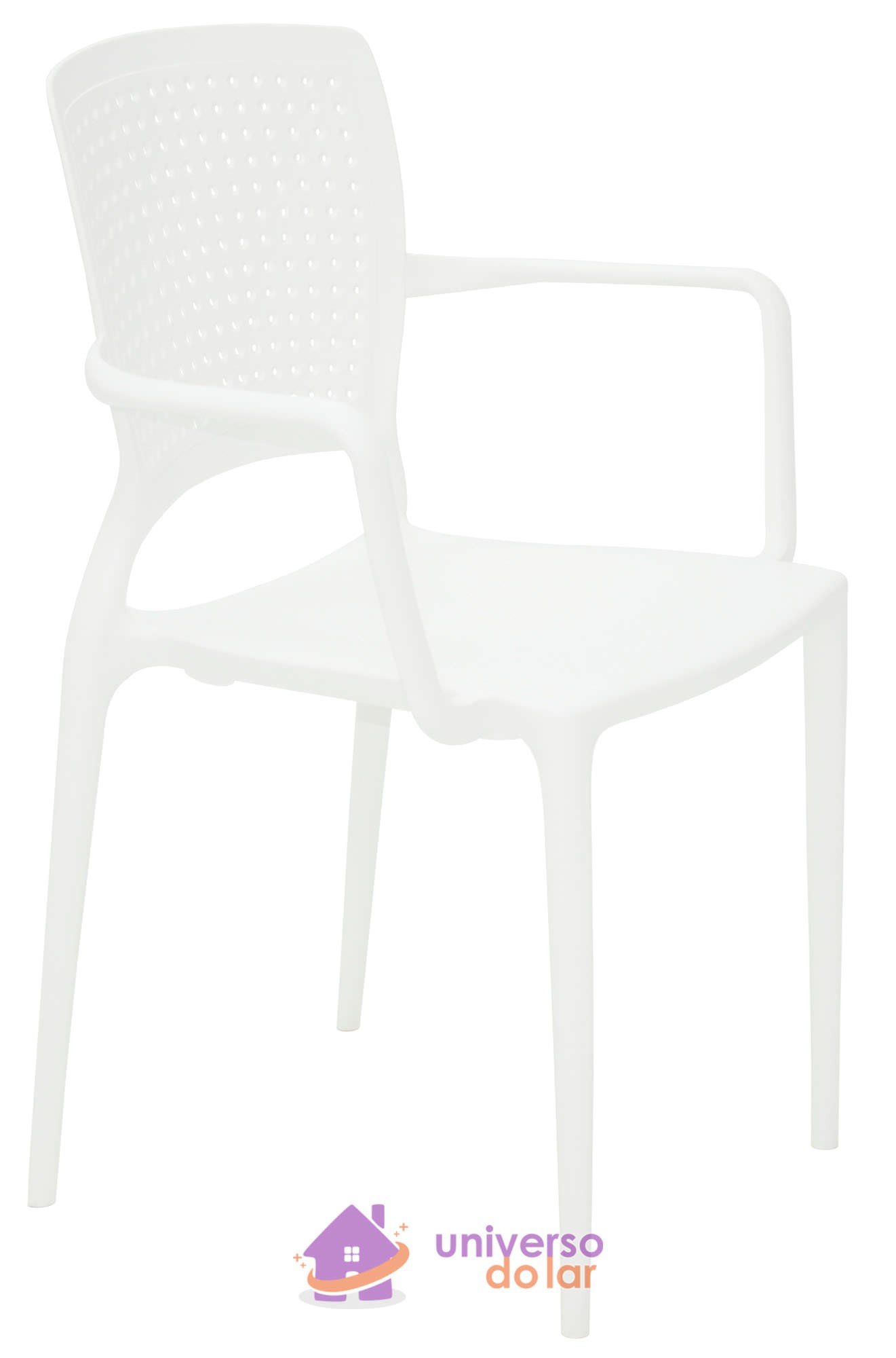Cadeira Safira Branco em Polipropileno e Fibra de Vidro com Braços