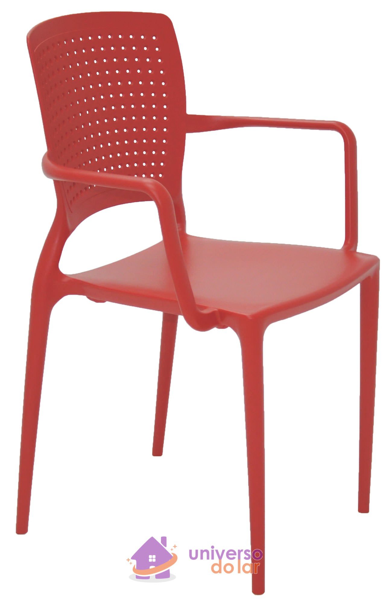 Cadeira Safira Vermelha em Polipropileno e Fibra de Vidro com Braços