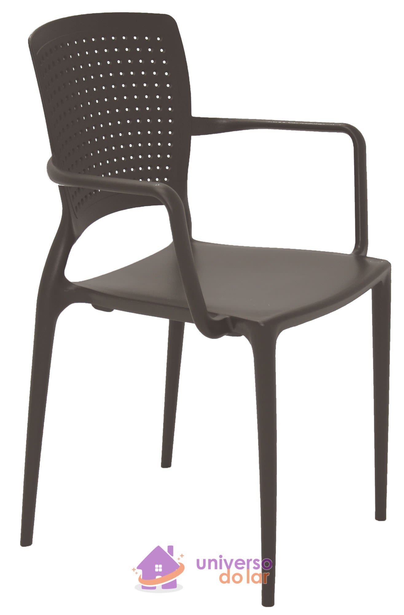 Cadeira Safira Marrom em Polipropileno e Fibra de Vidro com Braços