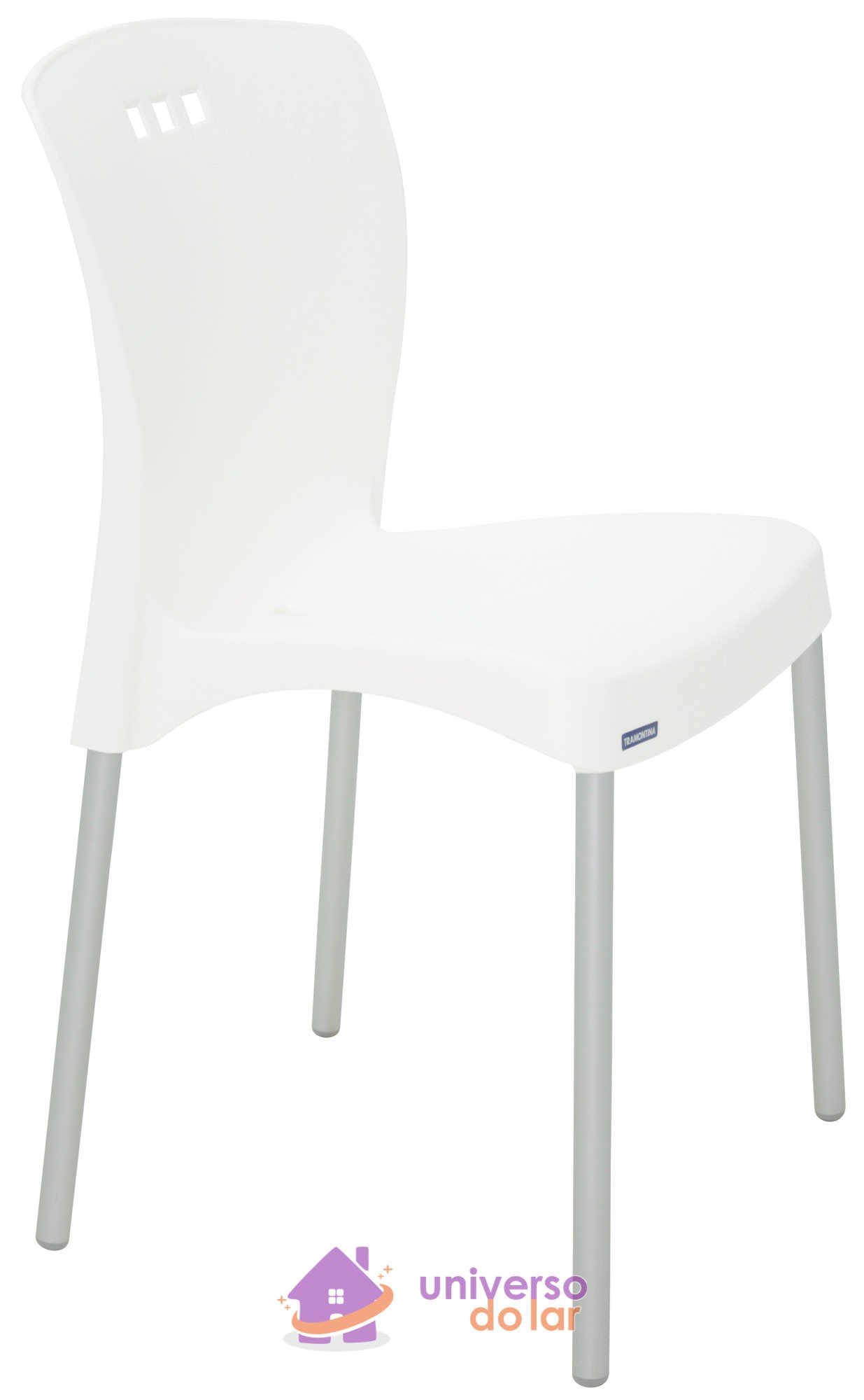 Cadeira Mona Branca sem Braços em Polipropileno com Pernas Anodizadas
