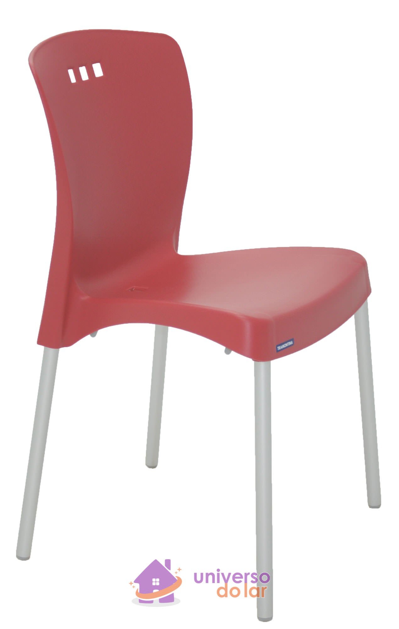 Cadeira Mona Vermelha sem Braços em Polipropileno com Pernas Anodizadas