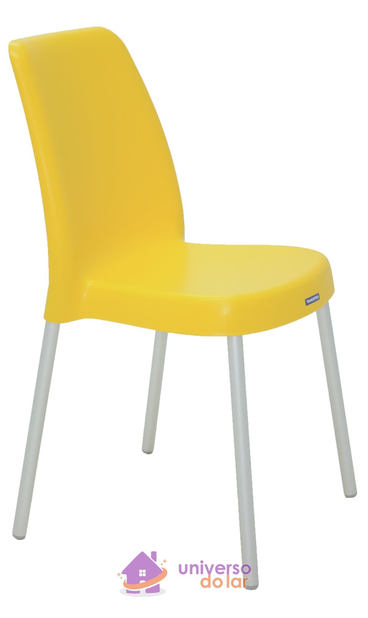 Cadeira Vanda Amarela sem Braços em Polipropileno com Pernas Anodizadas