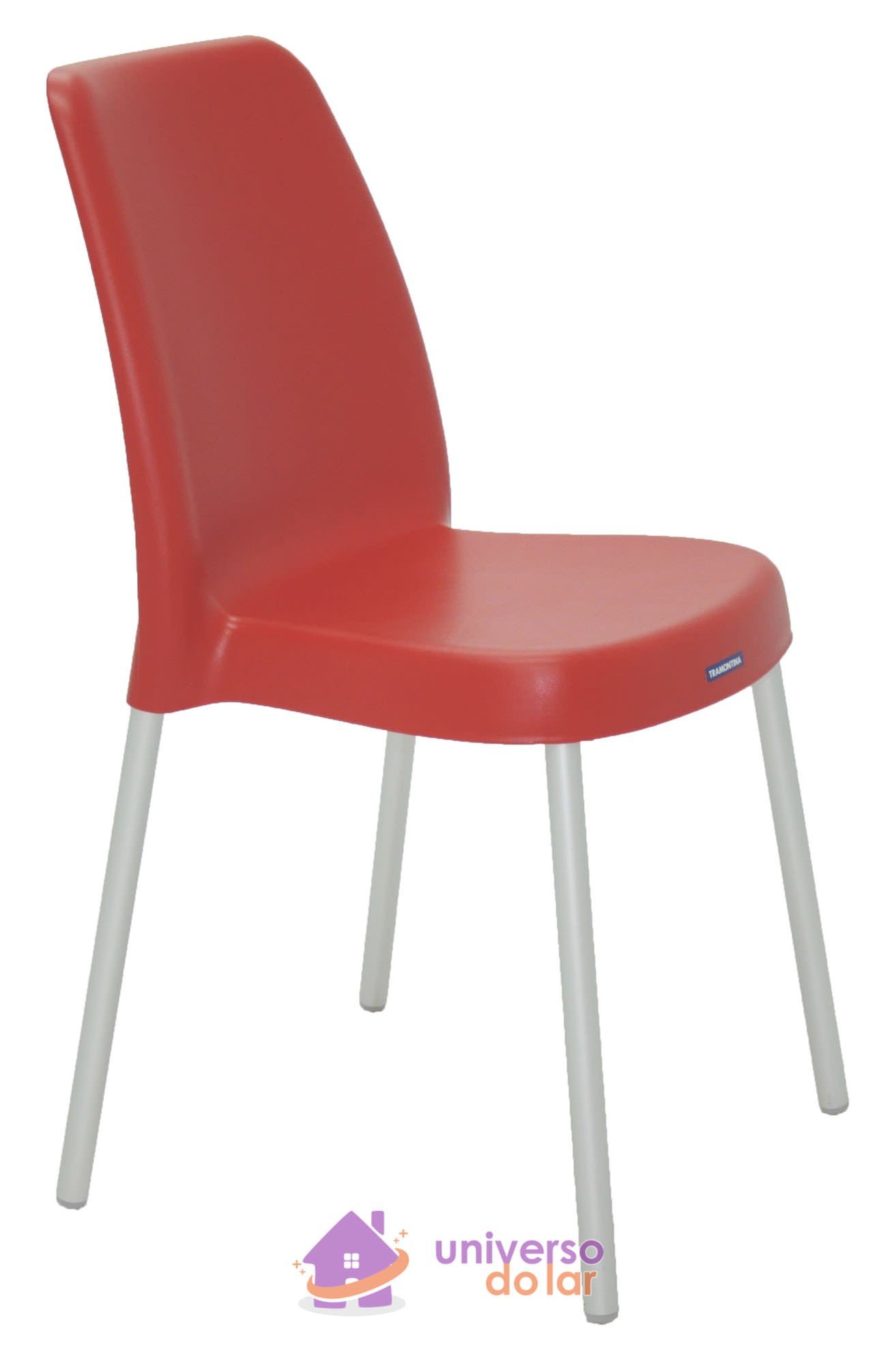 Cadeira Vanda Vermelha sem Braços em Polipropileno com Pernas AnodizadasAnodizadas