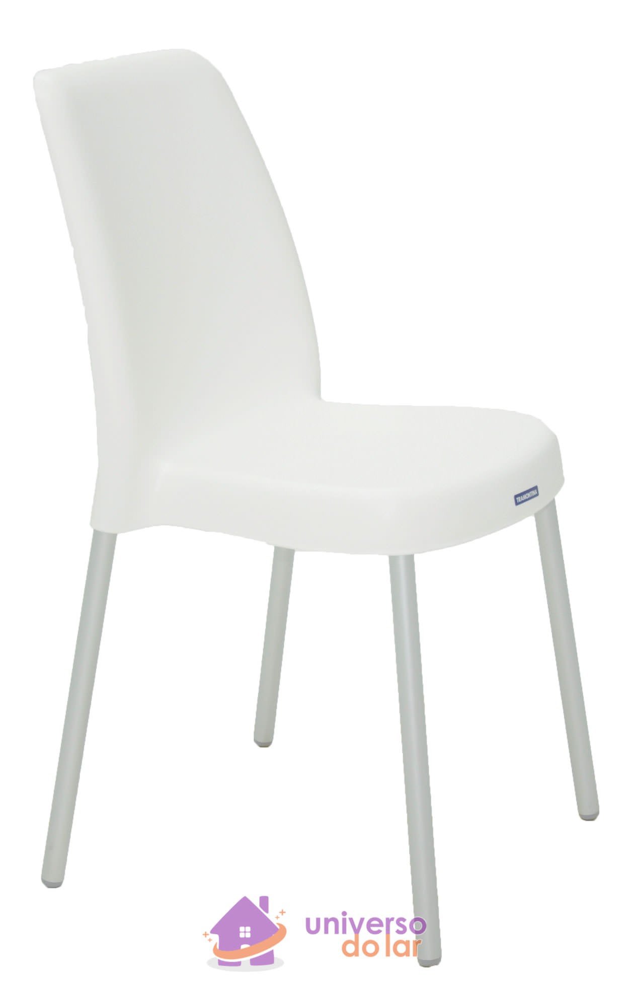 Cadeira Vanda Branca sem Braços em Polipropileno com Pernas Anodizadas