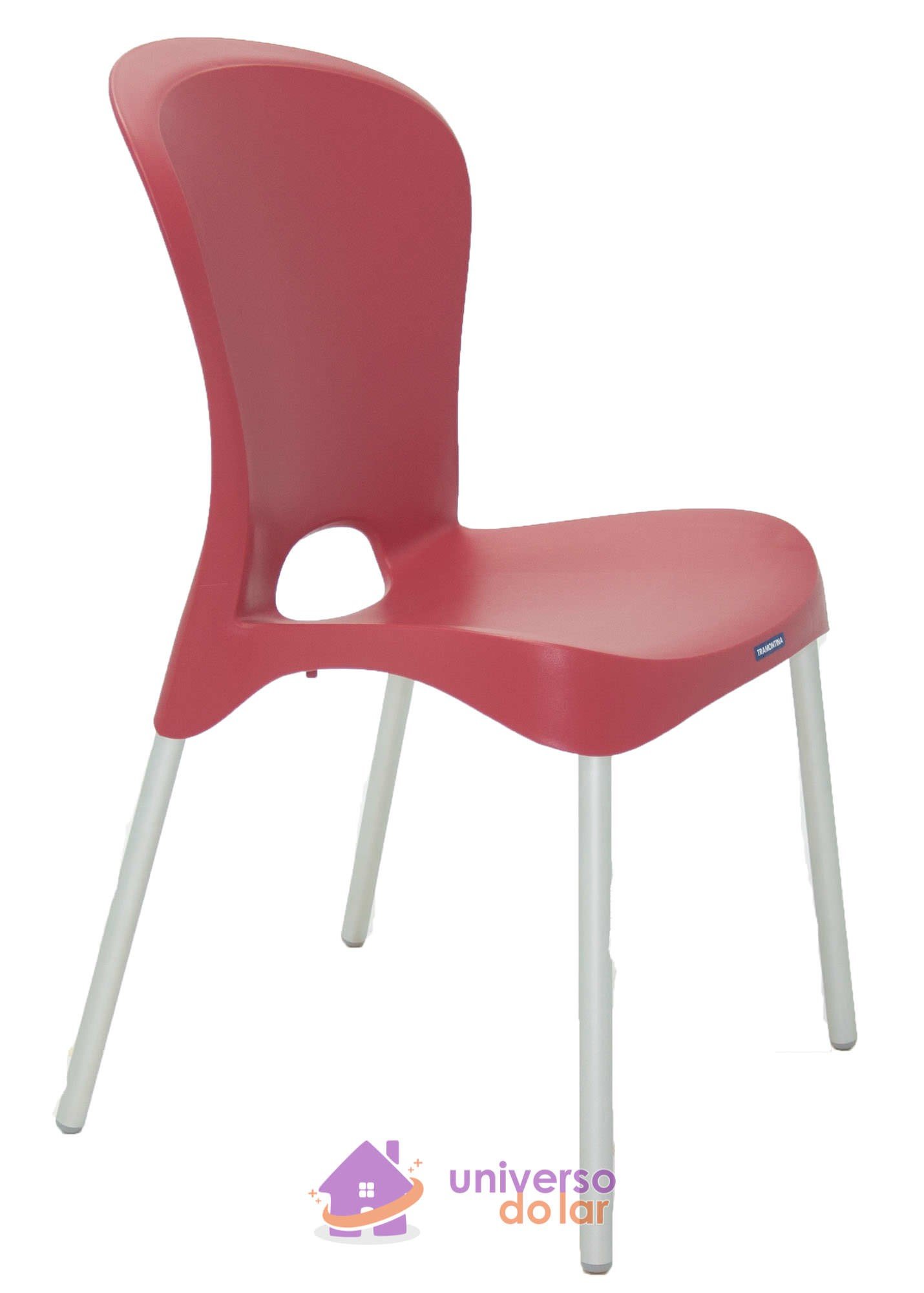 Cadeira Jolie Vermelha sem Braços em Polipropileno com Pernas Anodizadas