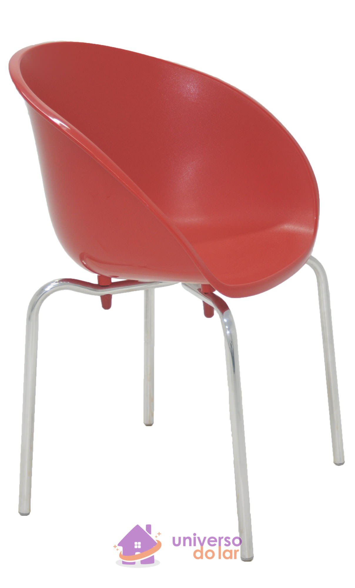 Cadeira Elena Vermelho sem Braços em Polipropileno com Pernas Polidas