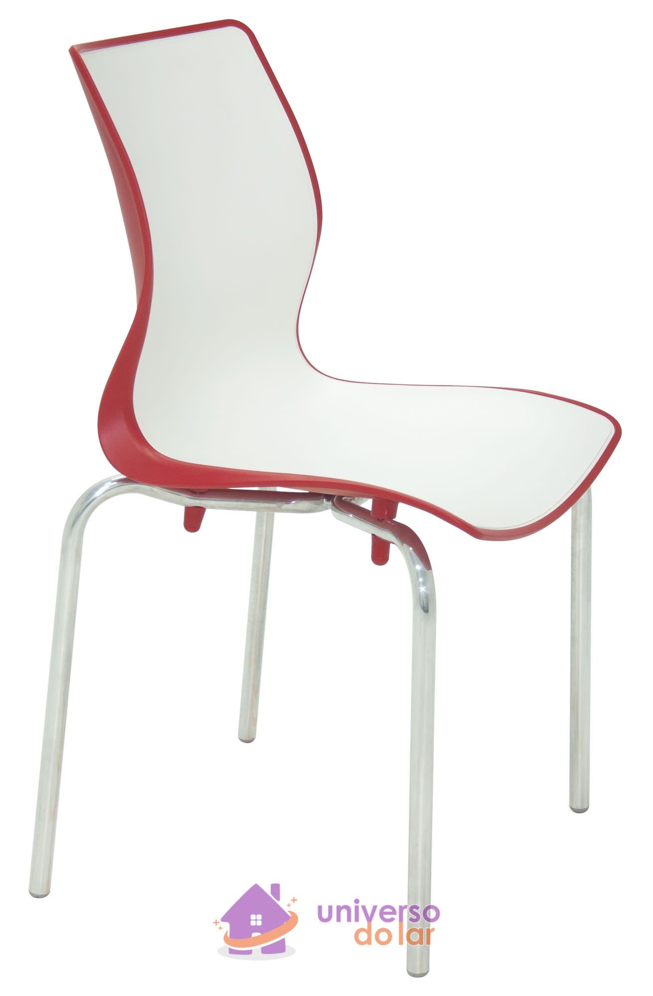 Cadeira Maja Vermelha/Branca sem Braços em Polipropileno com Pernas Polidas