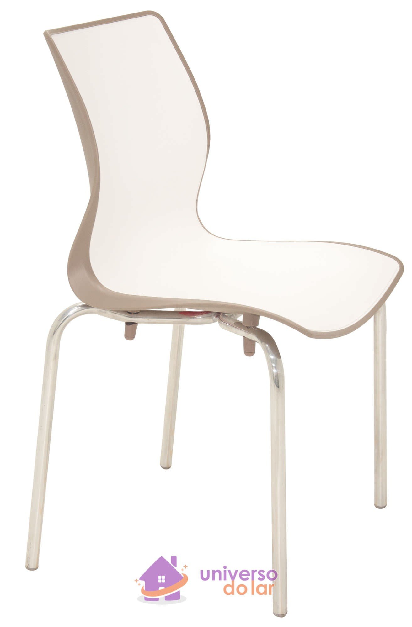 Cadeira Maja Camurça/Branca sem Braços em Polipropileno com Pernas Polidas