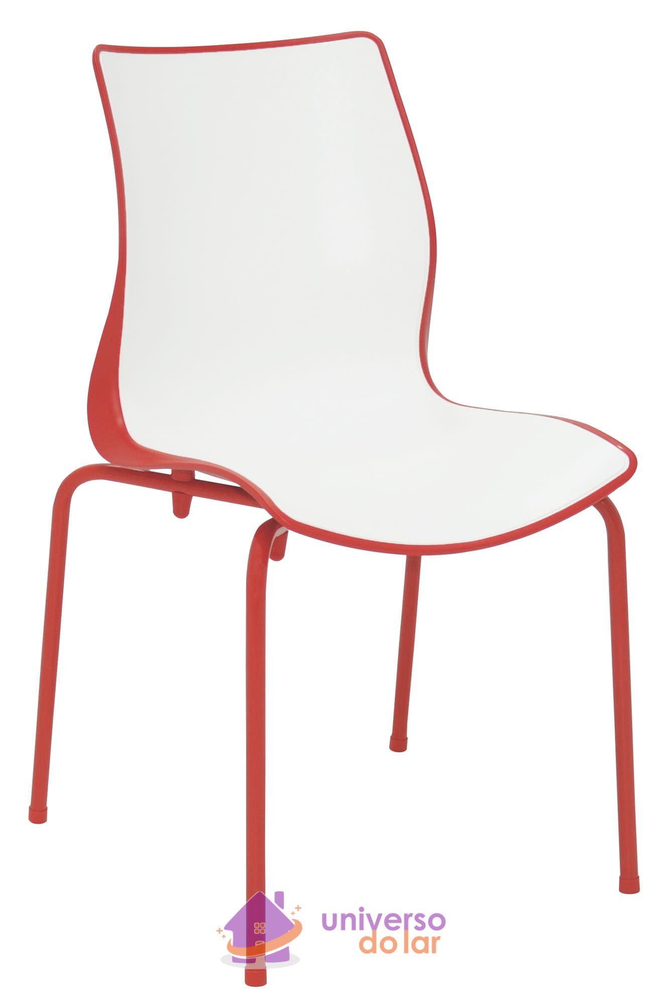Cadeira Maja Vermelha/Branca sem Braços em Polipropileno com Pernas Pintadas