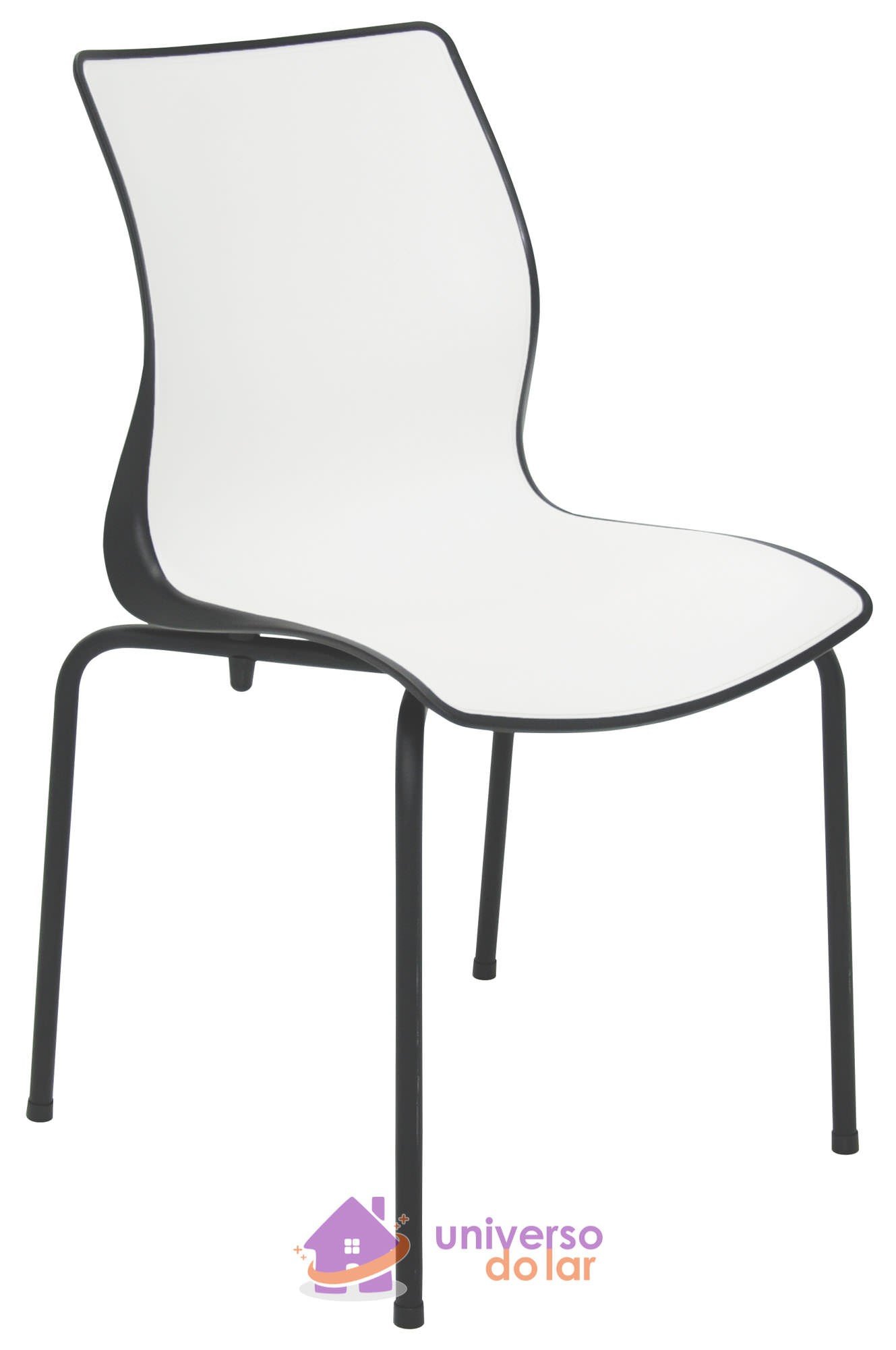 Cadeira Maja Preta/Branca sem Braços em Polipropileno com Pernas Pintadas