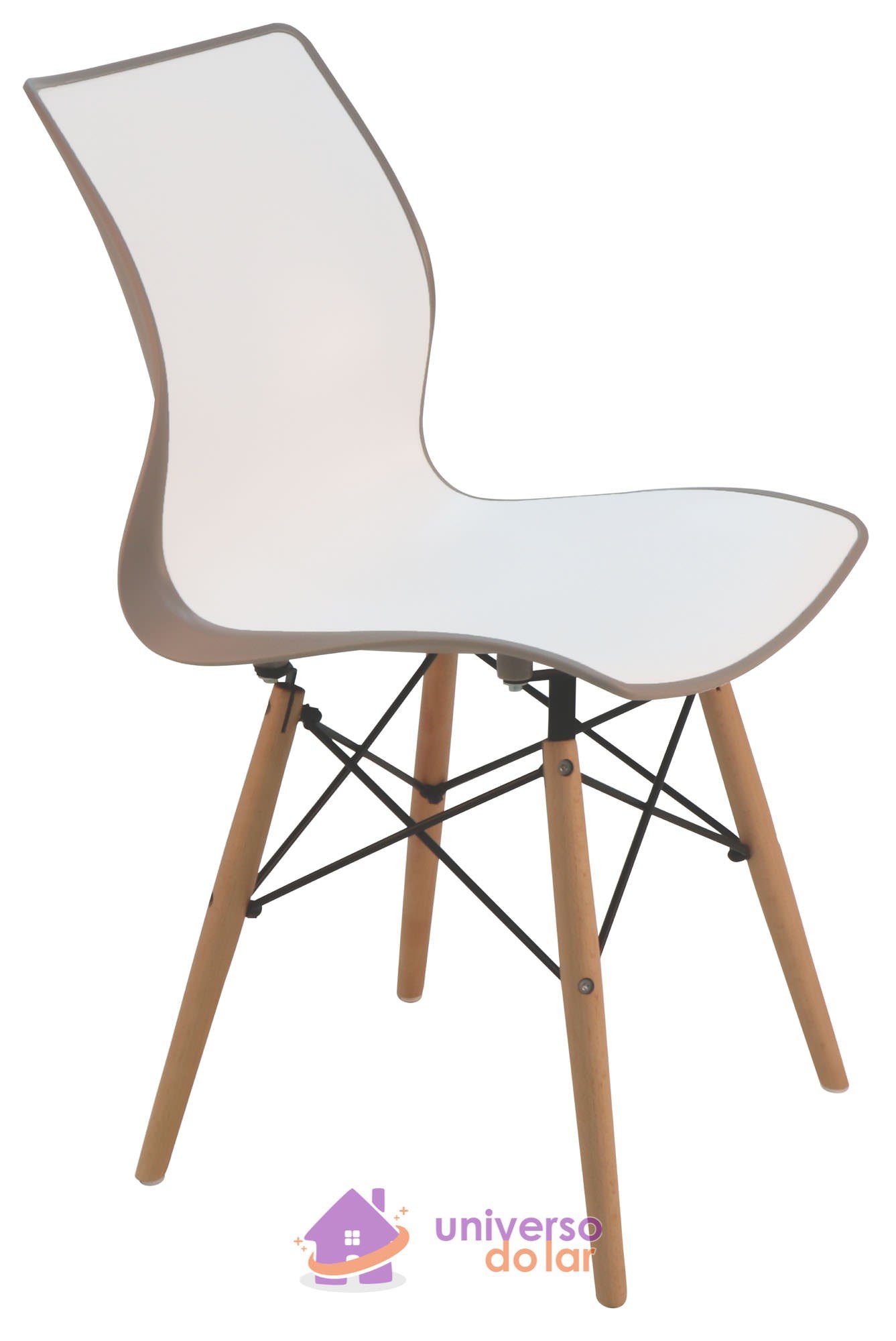Cadeira Maja sem Braços em Polipropileno com Base 3D Caramelo e Branca