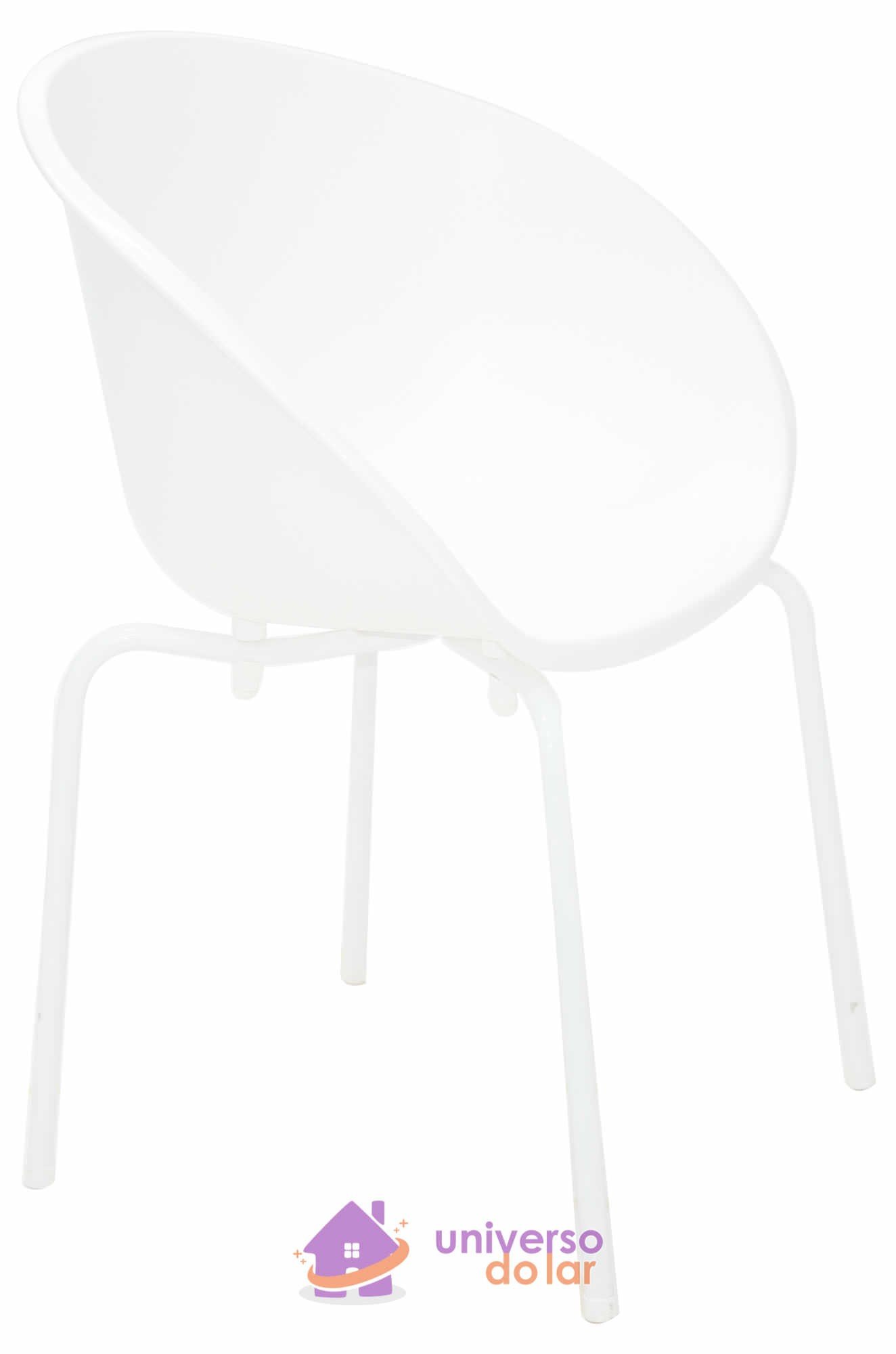 Cadeira Elena Branca em Polipropileno com Pernas Pintadas